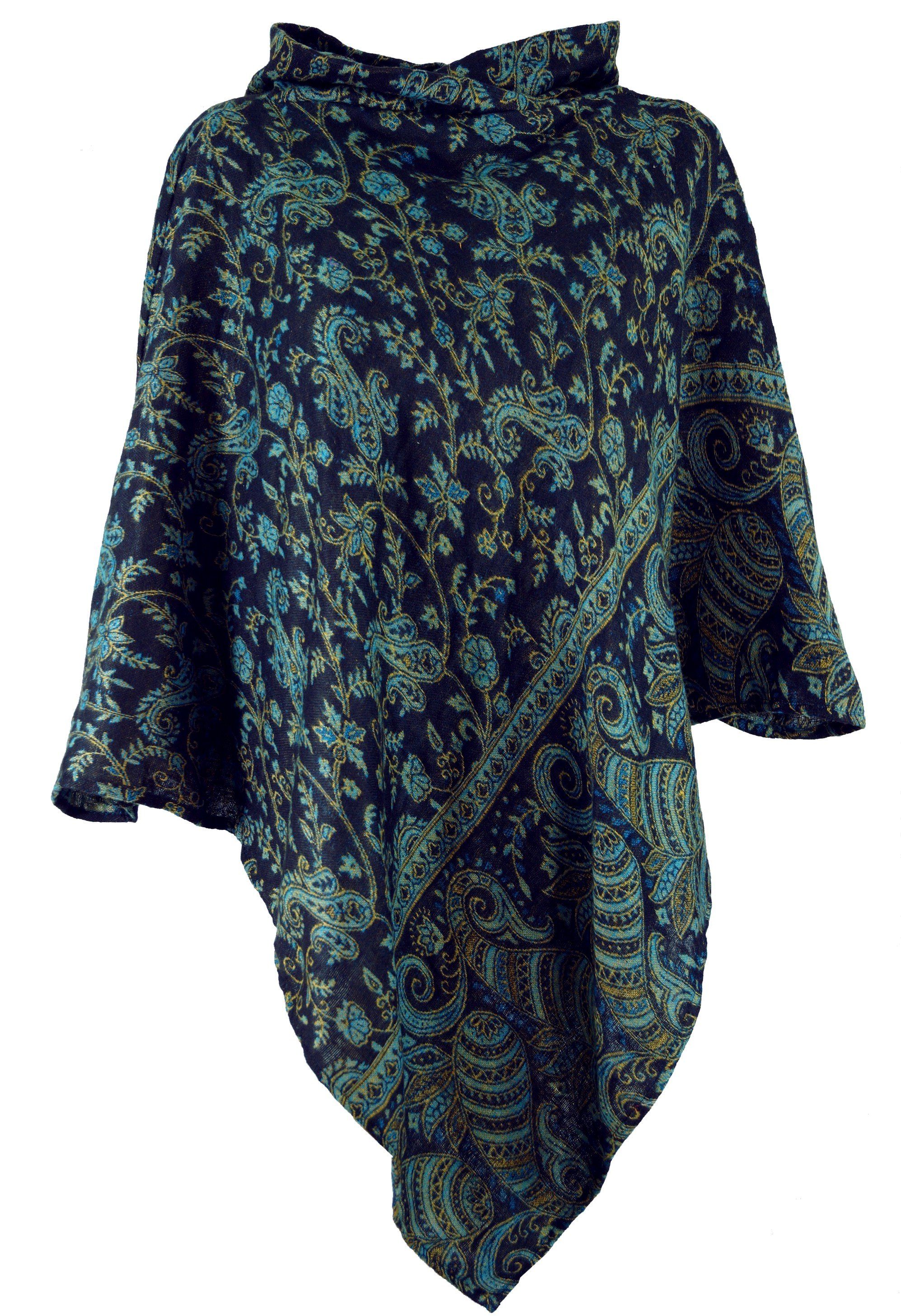 Guru-Shop Langjacke Poncho mit Kapuze, Goa Hippie, Boho Poncho -..