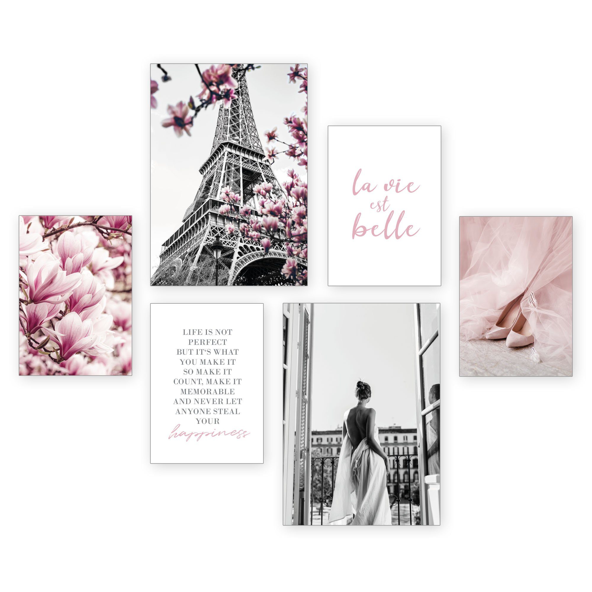 Kreative Feder Poster Paris, Paris (Set, 6 St), 6-teiliges Poster-Set, Wandbild, Posterwand, optional mit Rahmen