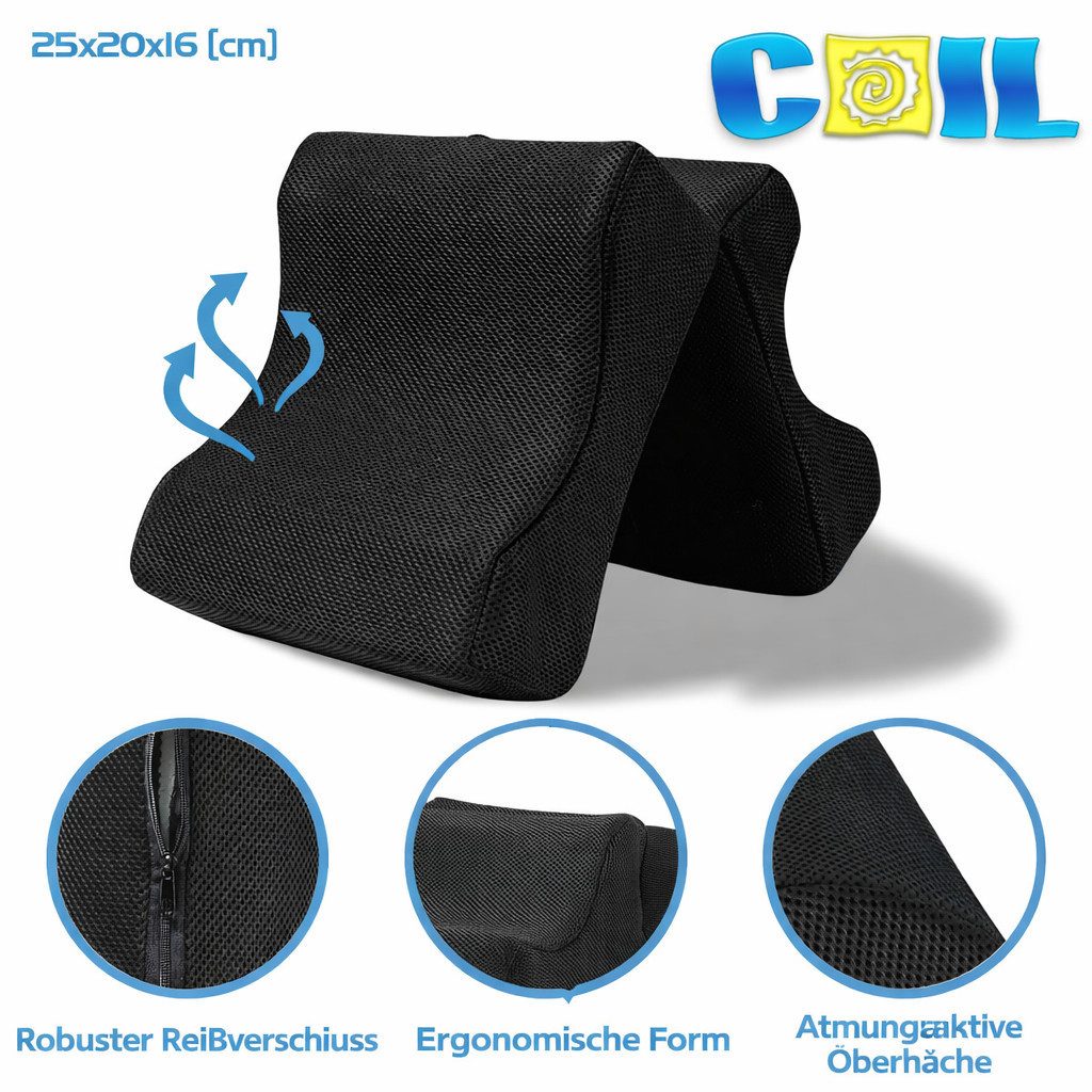 COIL Kniekissen Orthopädisches Beinkissen für Seitenschläfer, Beinseparator, ergonomisch, mit atmungsaktivem Bezug