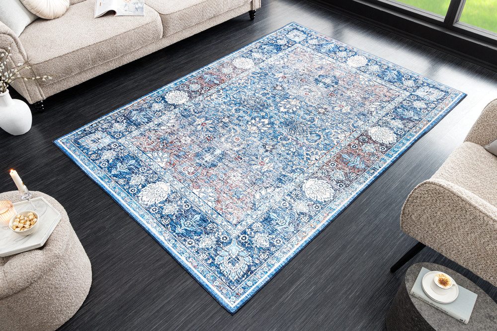 riess-ambiente Designteppich HERITAGE 230x160cm blau beige rot · orientalischer Kurzflor-Teppich, rechteckig, Höhe: 8 mm, Wohnzimmer · Fußbodenheizung-geeignet · Indoor · Flachgewebe