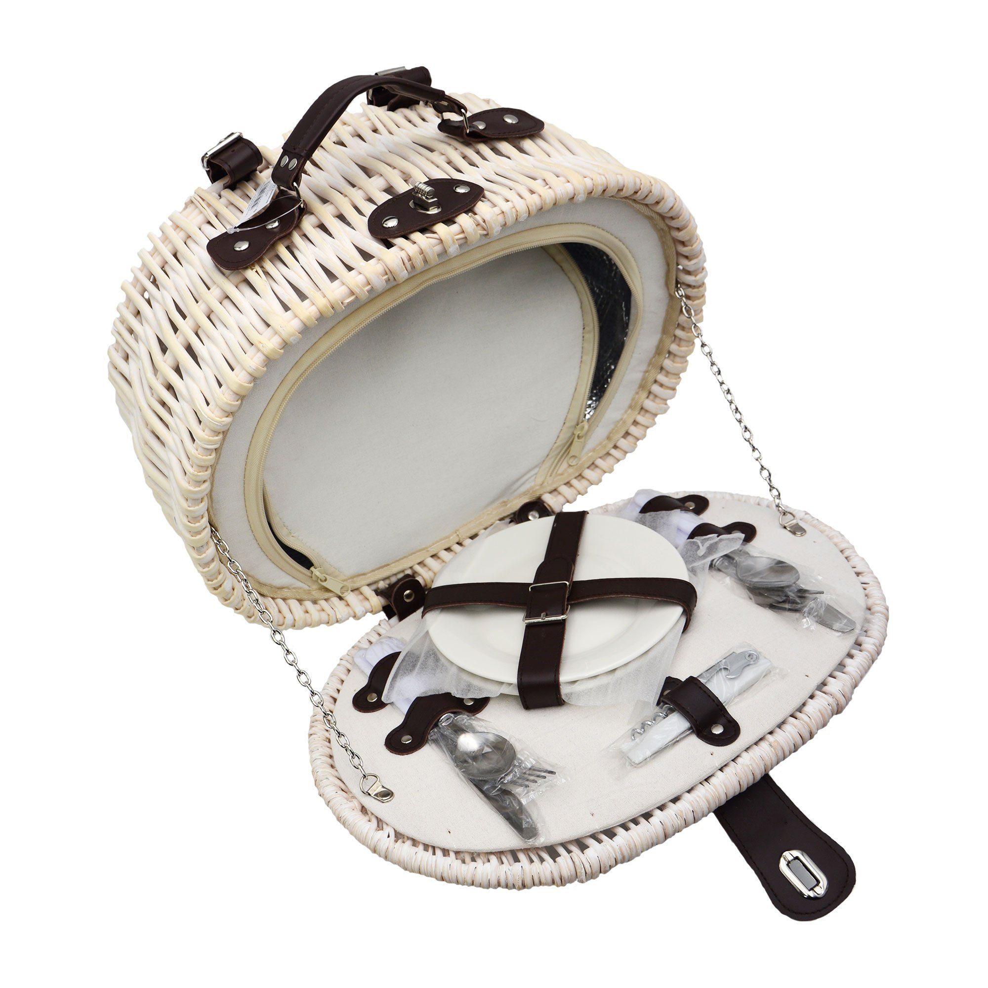 UNUS GARDEN Fahrradkorb Picknickorb für 2 Personen weiß günstig online kaufen