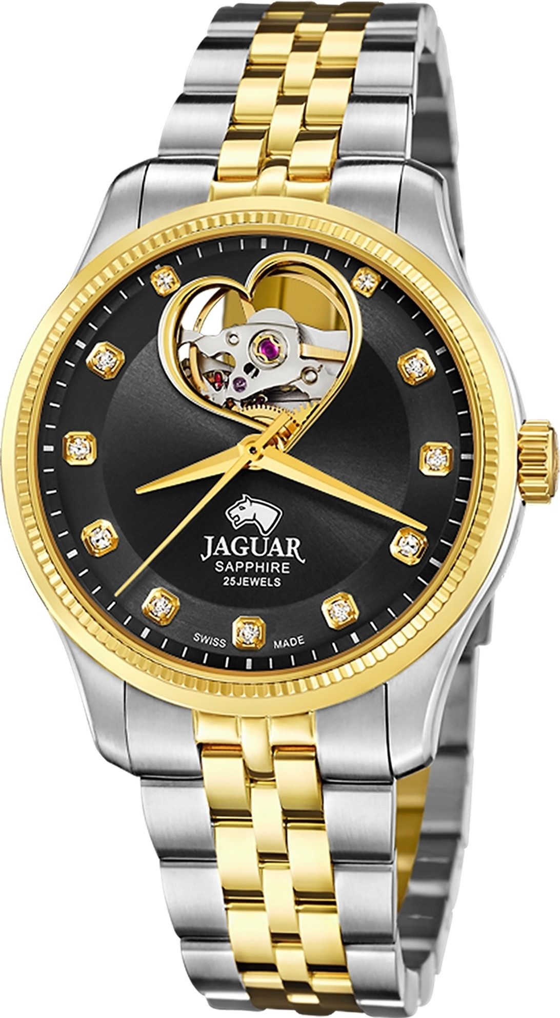 Automatikuhr Jaguar Damenuhr Edelstahl silber gold