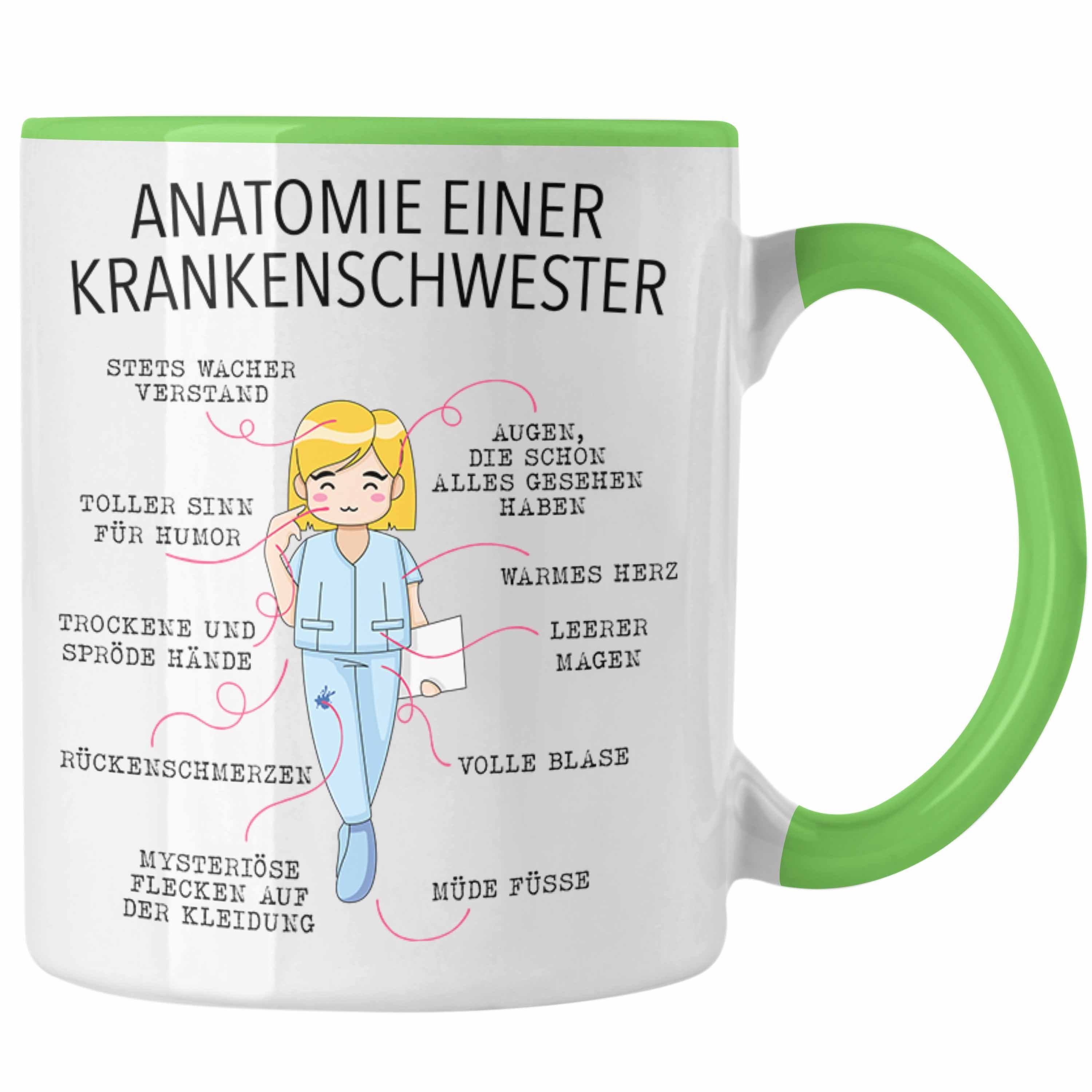 Trendation Tasse Trendation - Anatomie Krankenschwester Tasse Geschenk Lustige Geschenkidee Beste Krankenschwester Krankenhaus Ausbildung Grün