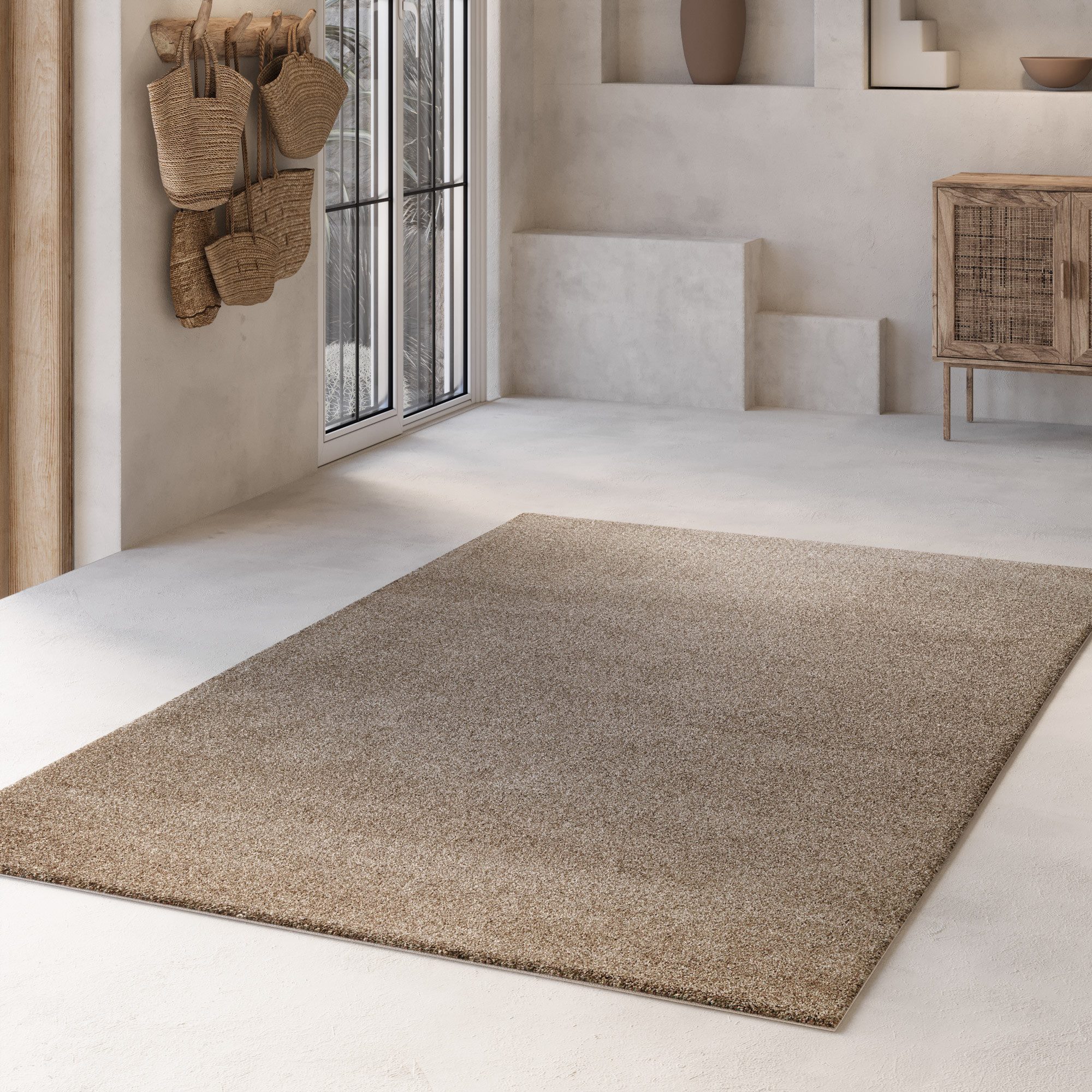 Wecon home Basics Hochflor-Teppich Nova, quadratisch, Höhe: 25 mm, Shaggy, gewebt, Läufer, robust, Wohnzimmer, Schlafzimmer