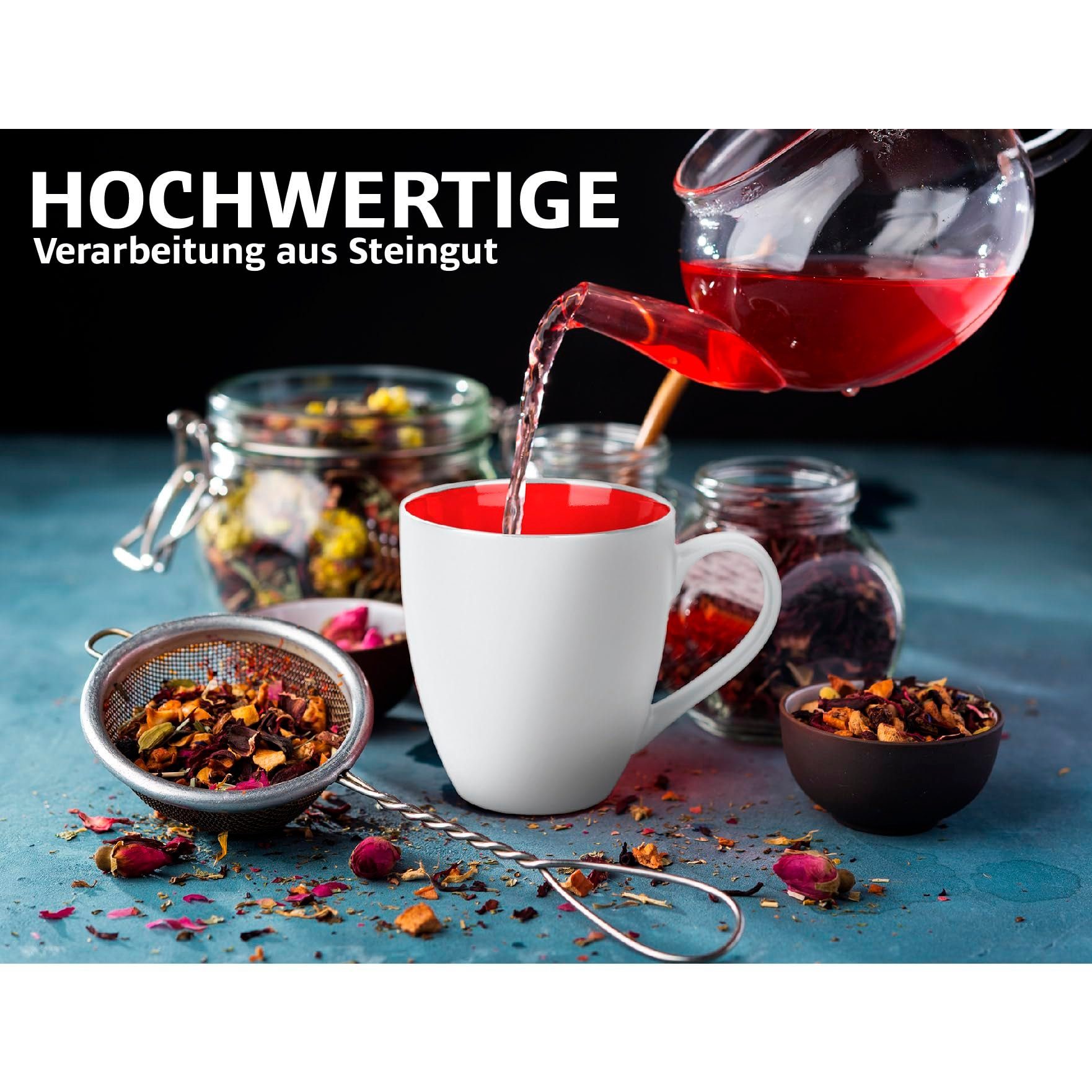 MiaMio Tasse Kaffeetassen Set Le Papillon Kollektion (Außen Weiß)
