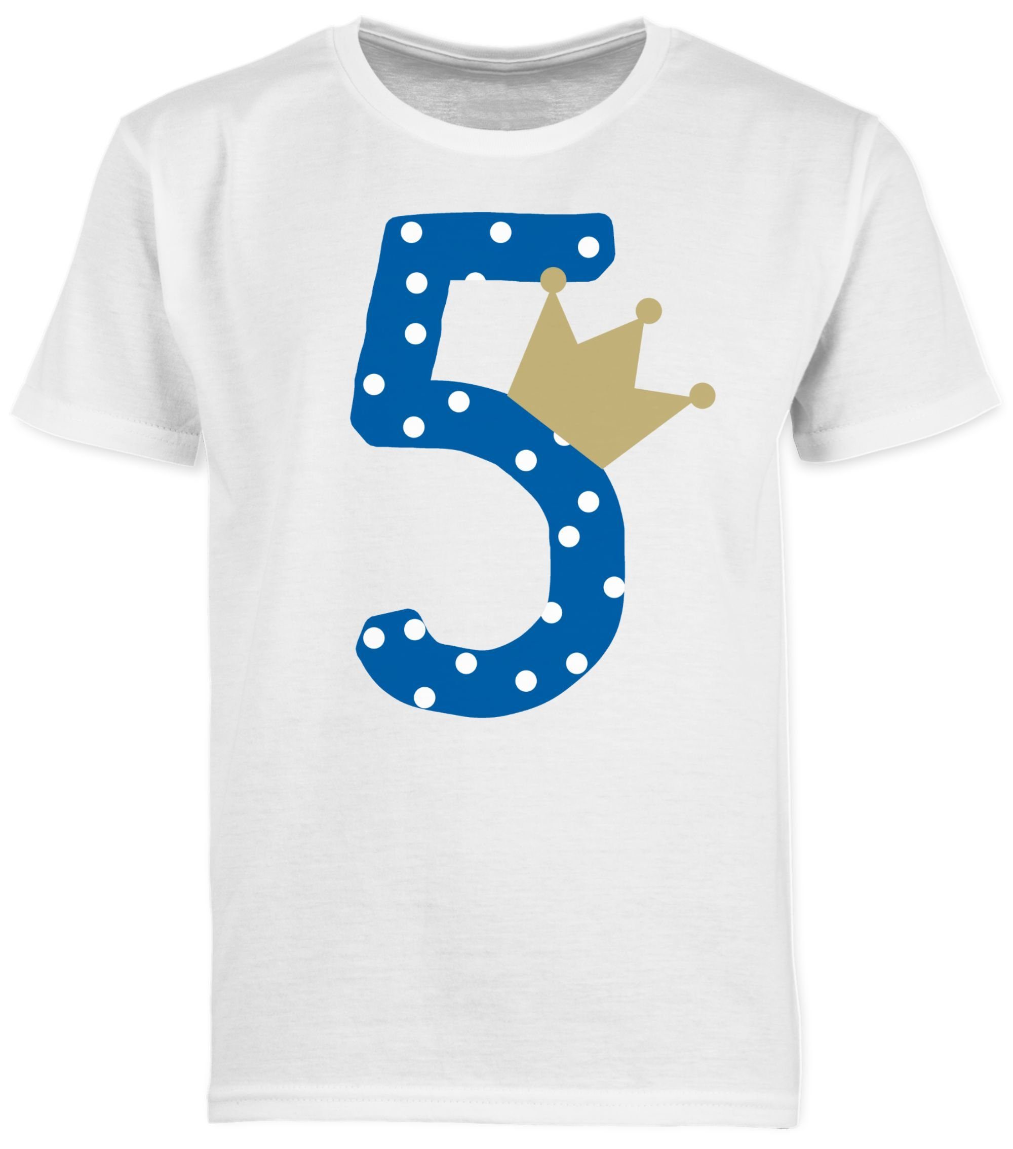 Fünfter Shirtracer Krone T-Shirt Geburtstag Junge Fünf 5. Weiß 2