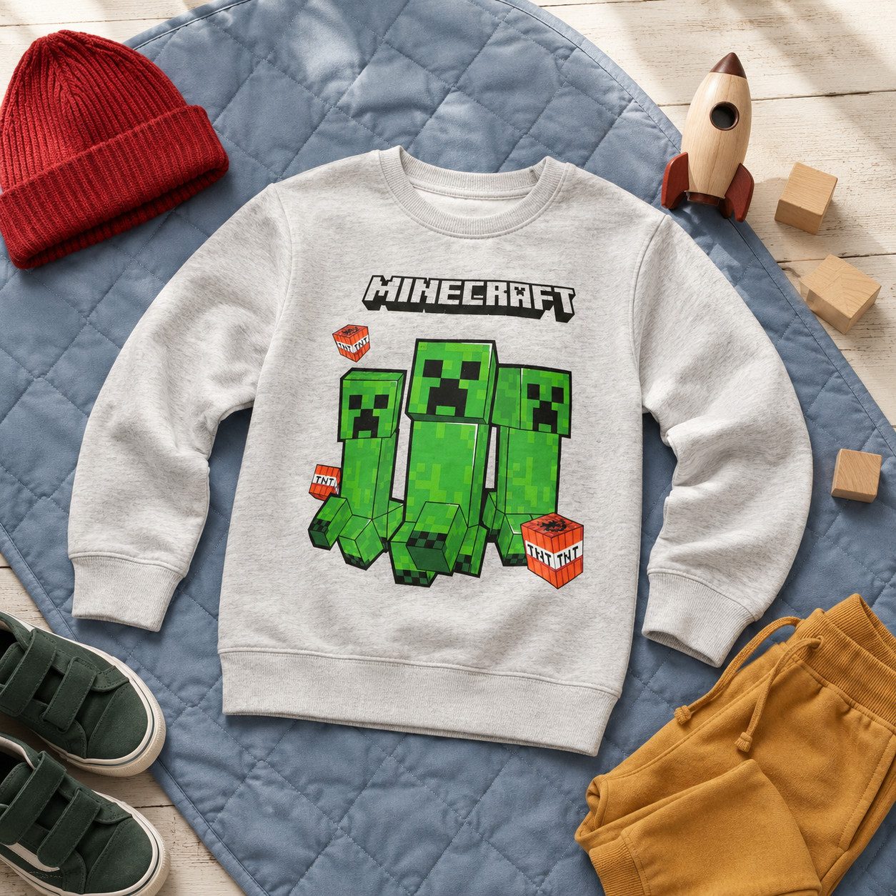 Minecraft Rundhalspullover Gamer Minecraft Creeper TNT Kinder Jungen Pulli Pullover Gr. 128 bis 152 – Bild 4 von 5
