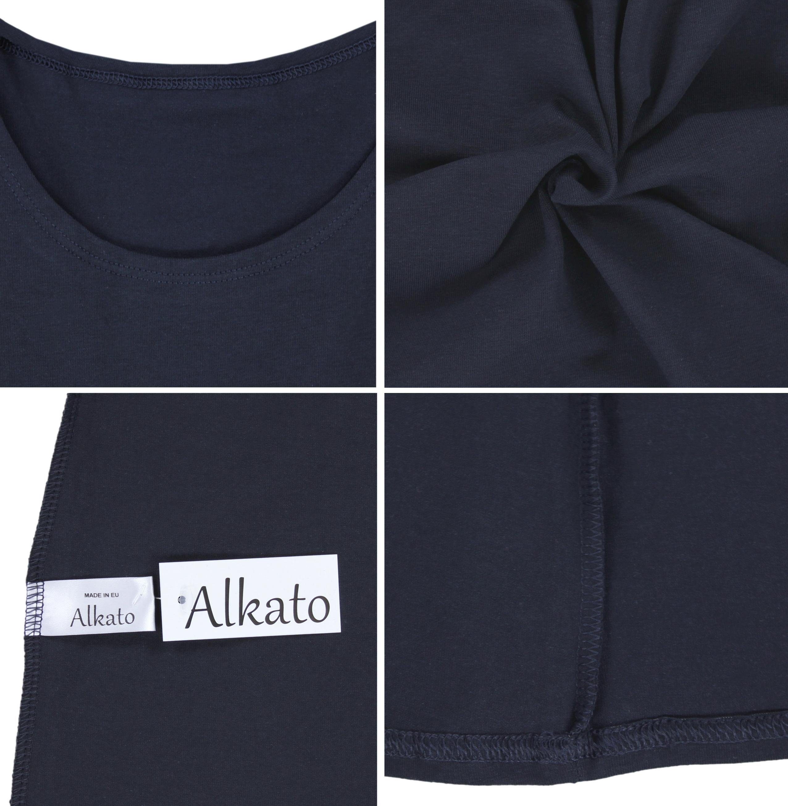 Alkato Langarmshirt Alkato Damen Langarm Longshirt Langarmshirt Tunika Basic Shirt