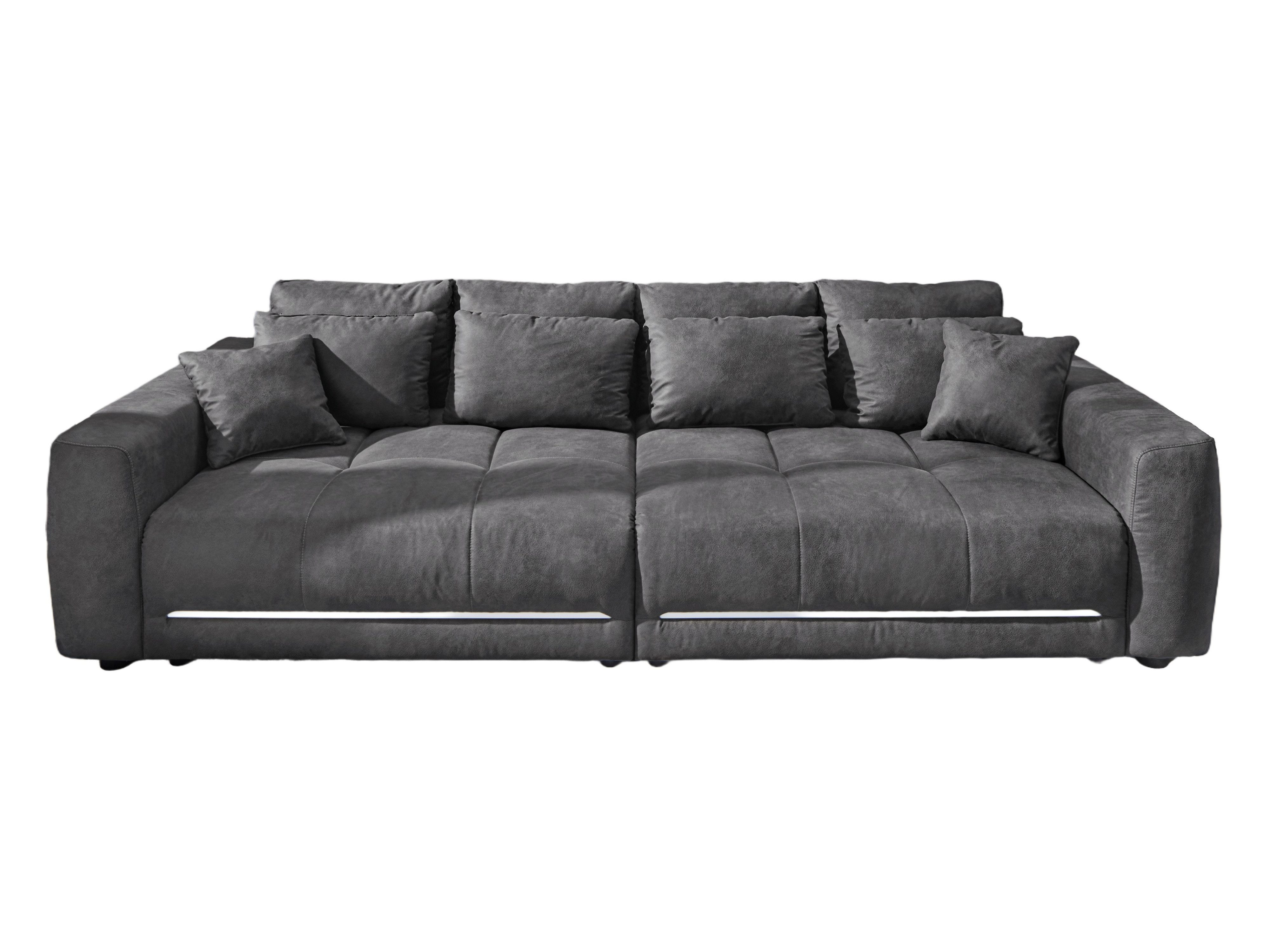 luma-home Big-Sofa 15415, XXL-Lounge Couch B294/T136/H86 cm mit RGB-LED-Beleuchtung, mit Federkern-Polsterung, viele Kissen, Mikrofaserstoff in Anthrazit