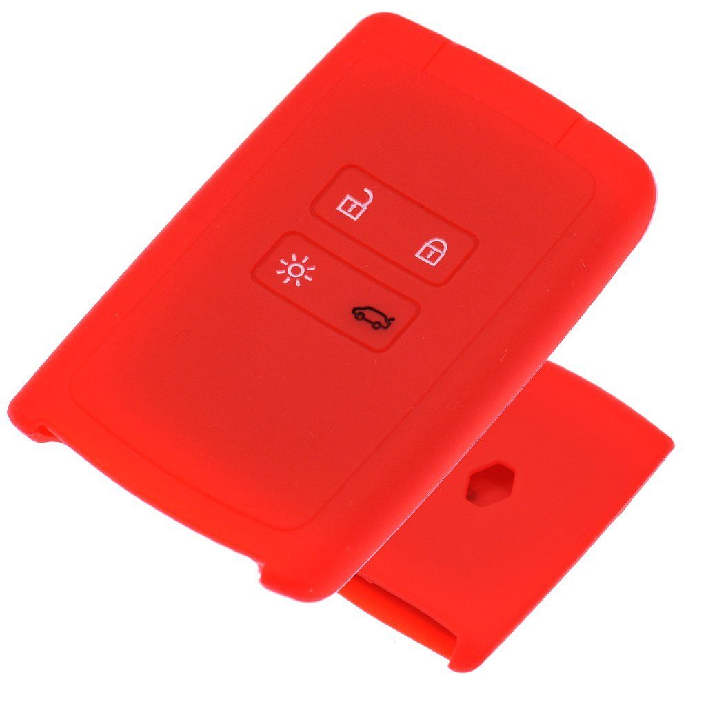 mt-key Schlüsseltasche Autoschlüssel Softcase Silikon Schutzhülle Rot, für Renault Megane Kadjar Clio Captur 4 Tasten KEYLESS SMARTKEY