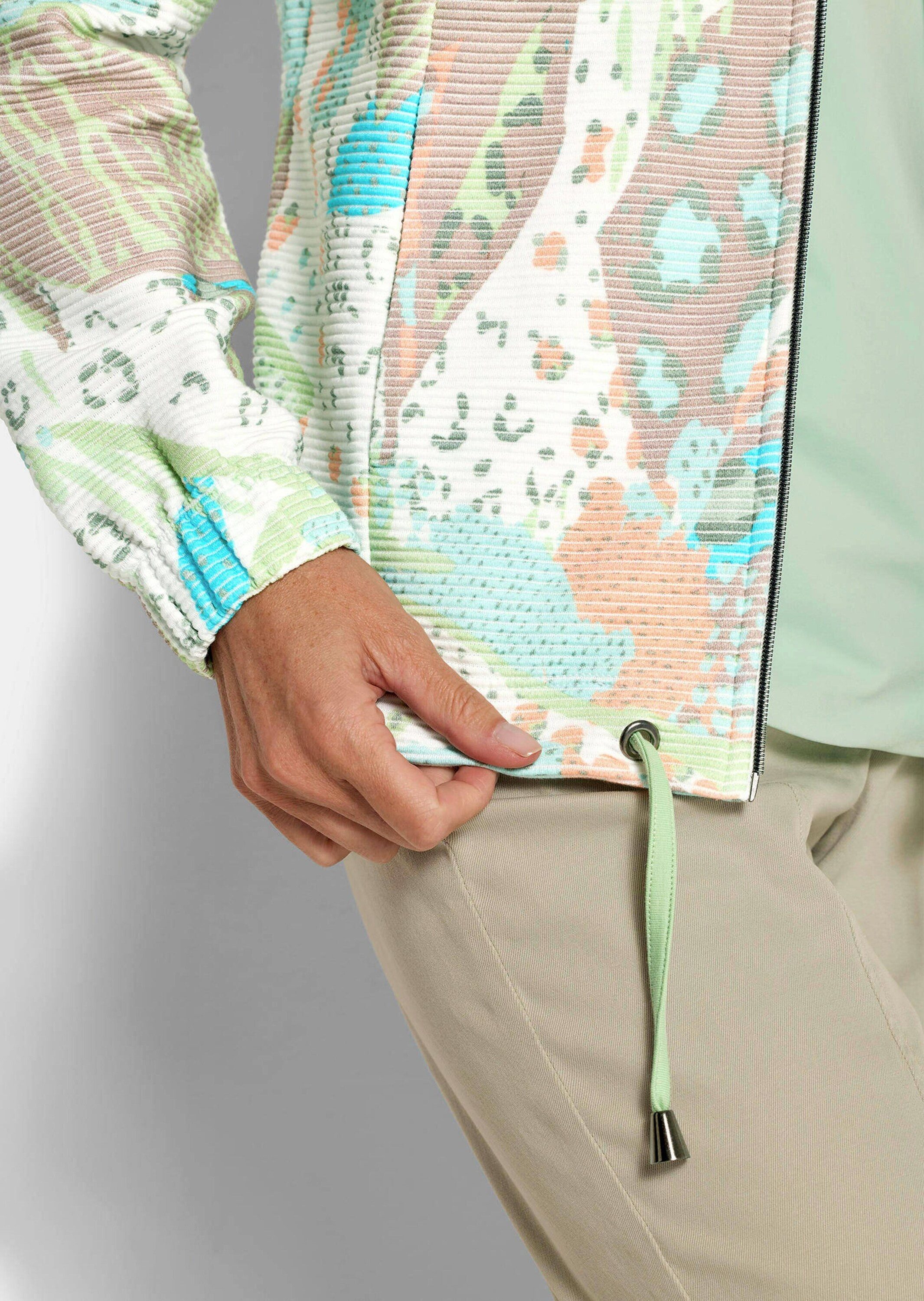 GOLDNER Outdoorjacke Printjacke mit Ottomanstruktur Baumwolljacke mit Rundhals, Reißverschluss, Taschen und Langarm