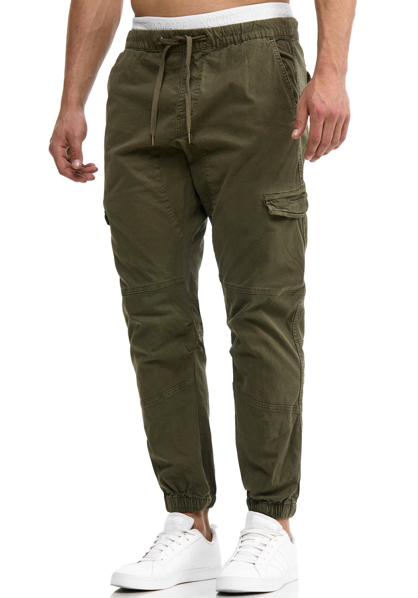 Indicode Cargohose INLevi mit seitlichen Cargotaschen und elastischen Bündchen