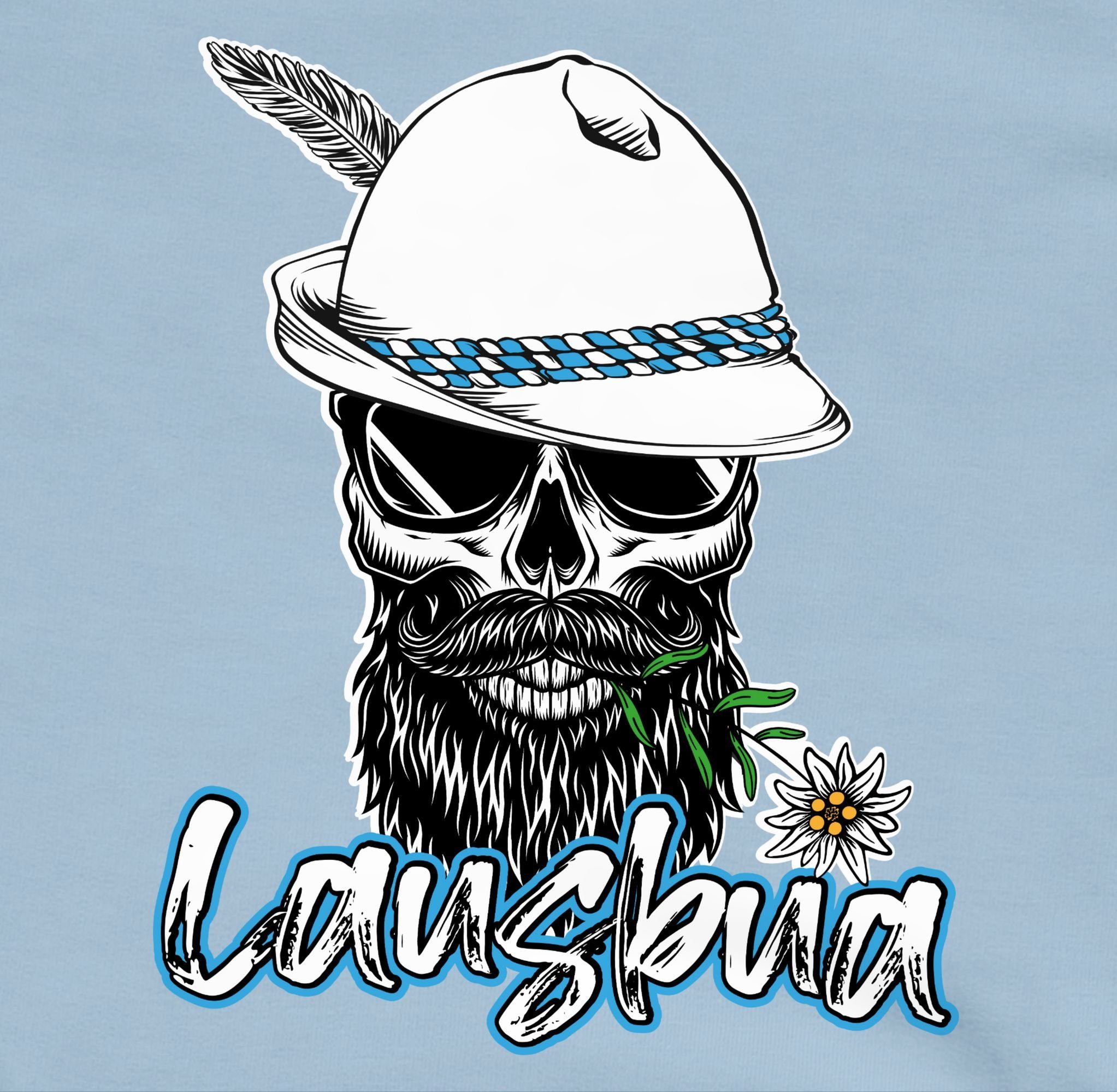 Hellblau Lausbub 2 Oktoberfest für Totenkopf Skull Kinder Bayrisch Mode Sweatshirt Shirtracer Lausbua Outfit Schlingel