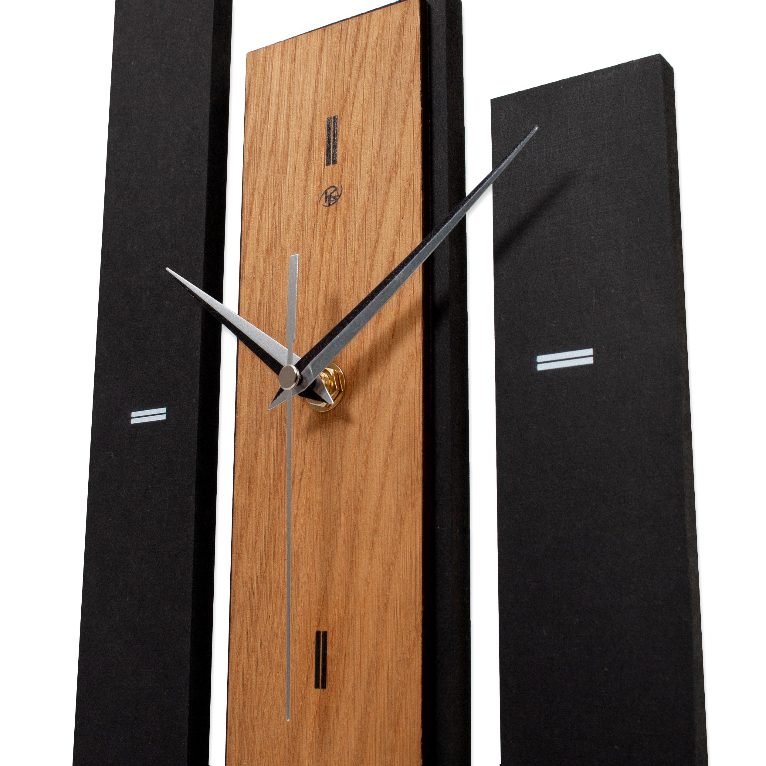 Kreative Feder Standuhr Standuhr „Stairs“ aus Holz schwarze Tisch-Uhr ohne Ticken, Tisch-Standuhr aus MDF in modernem Look mit exklusiver Applikation