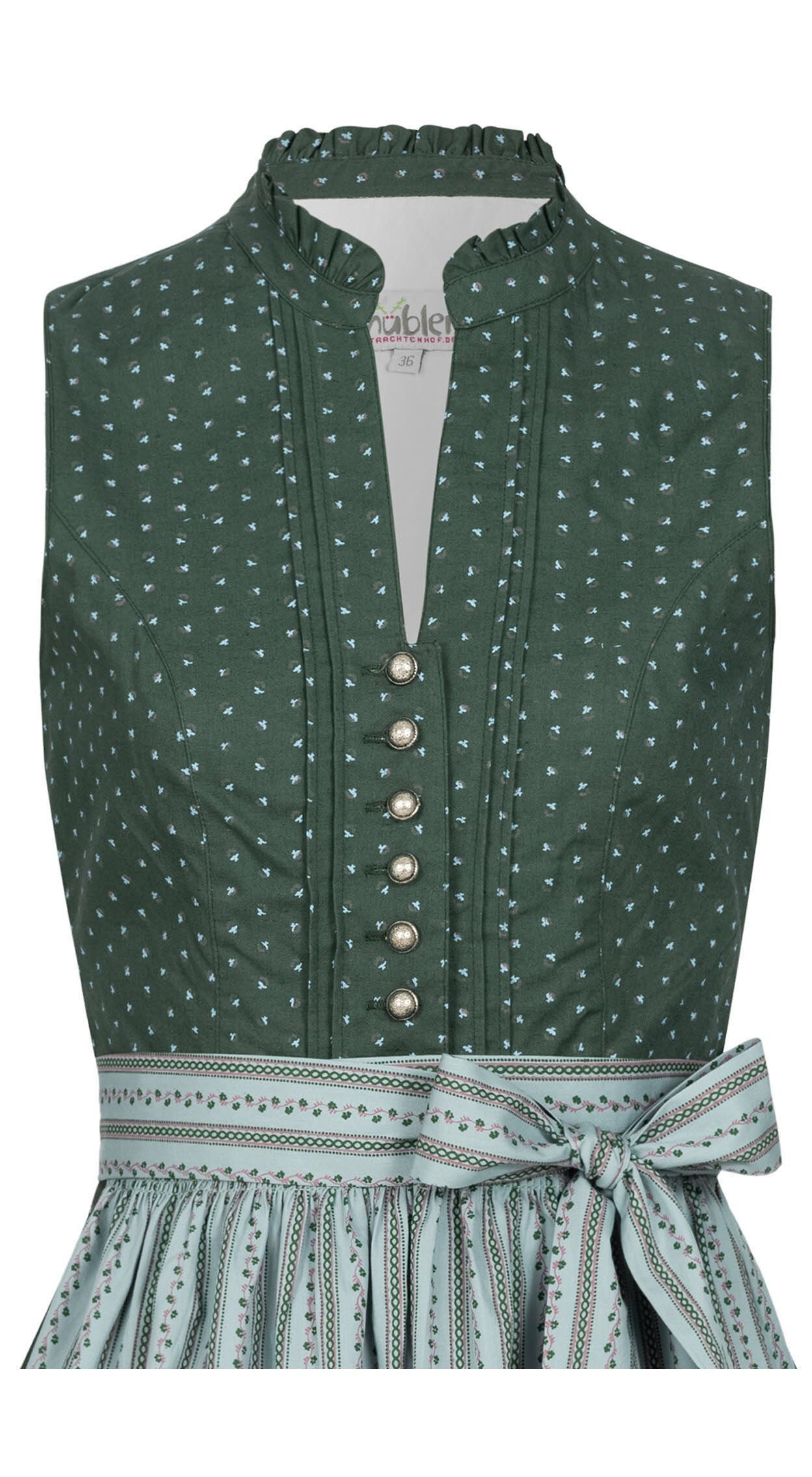 Nübler Trachtenkleid Dirndl midi Jette in Petrol von Nübler 2 teiliges Set aus Damen Dirndl kurz und Schürze, moderne Tracht