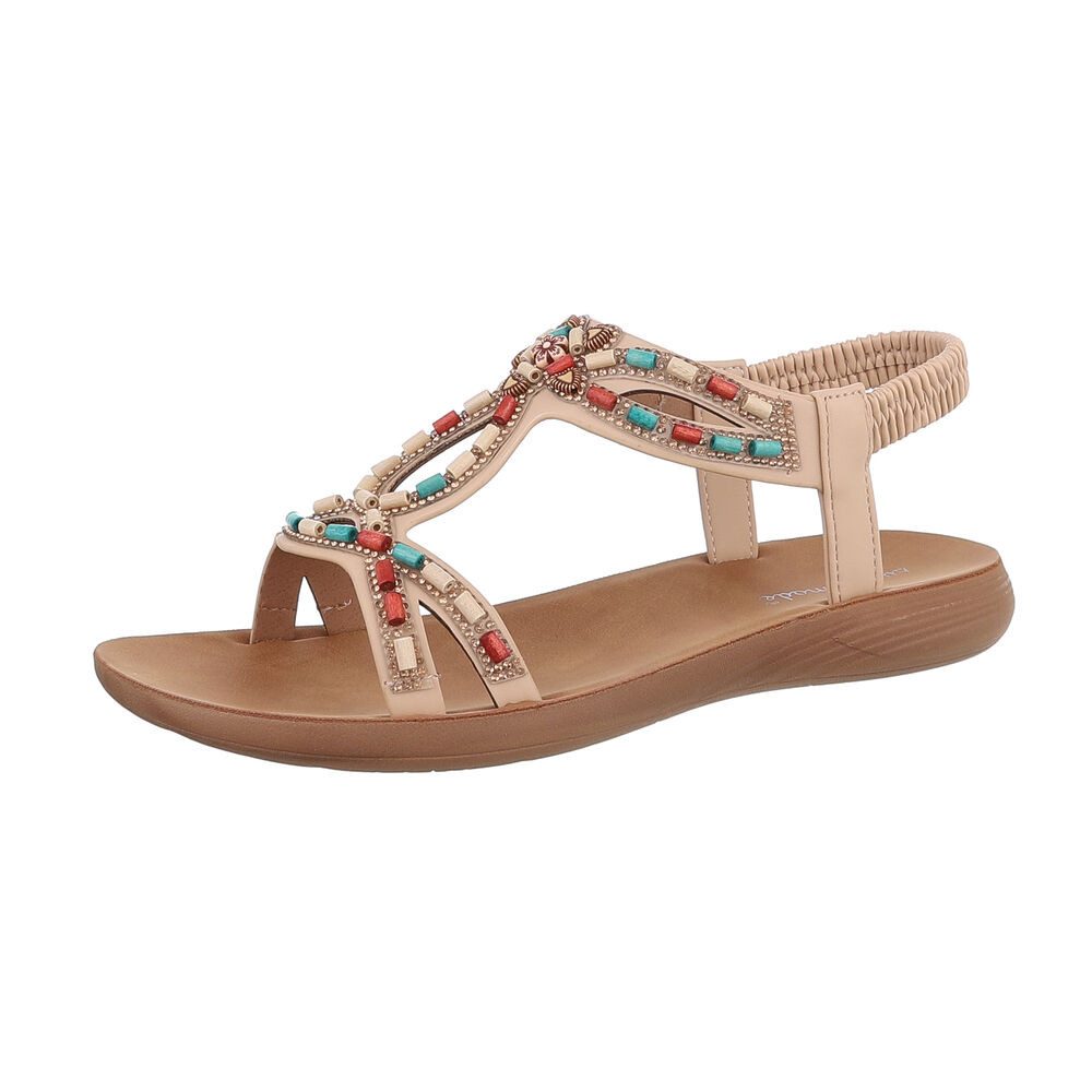 Ital-Design Damen Freizeit Riemchensandalette (86345015) Flach Riemchensandalen in Beige