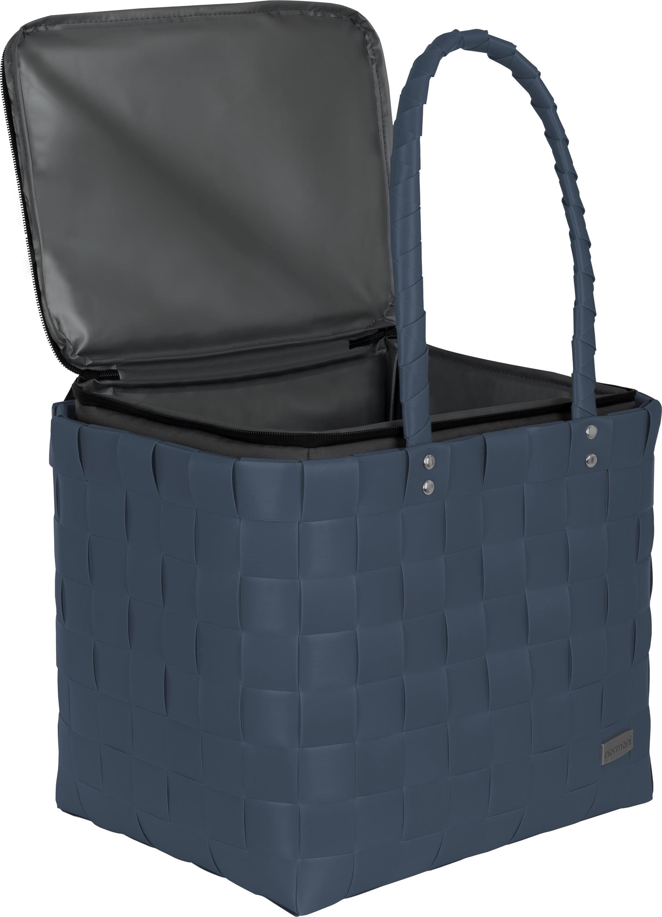 Einkaufskorb Kühlbox mit Flechtkorb Shadow 20 l, Kühltasche, großer Blue mit Einkaufskorb normani großer