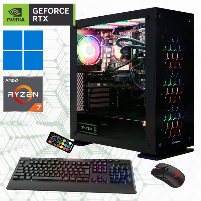 GAMEMAX Onyx II 7313 Gaming-PC (AMD Ryzen 7 7800X3D, RTX 4080 Super, 32 GB RAM, 2000 GB SSD, Wasserkühlung, DDR5 RAM, PCIe SSD Gen4, Windows 11)