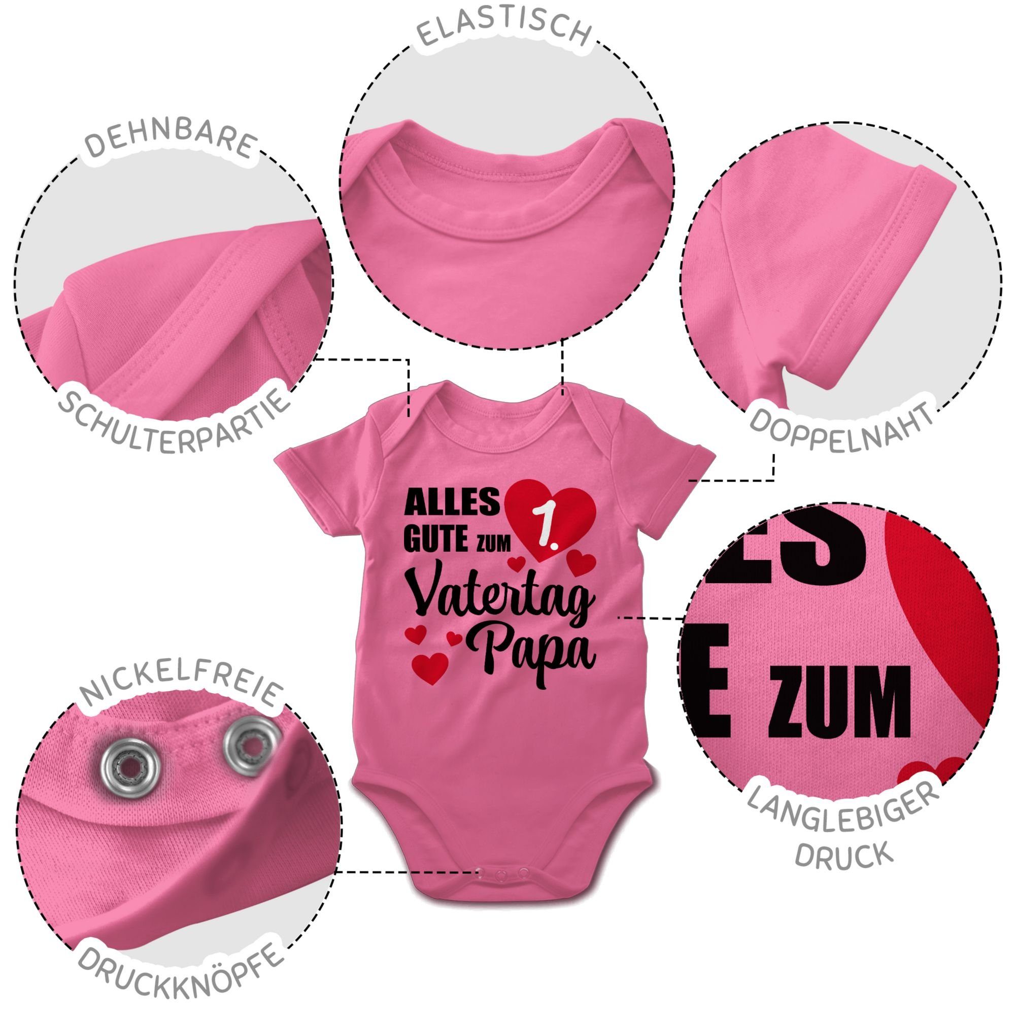 Shirtracer Shirtbody 1. - Vatertag ersten Papa gute Vatertag Pink Alles Baby Geschenk 3 Vatertag zum