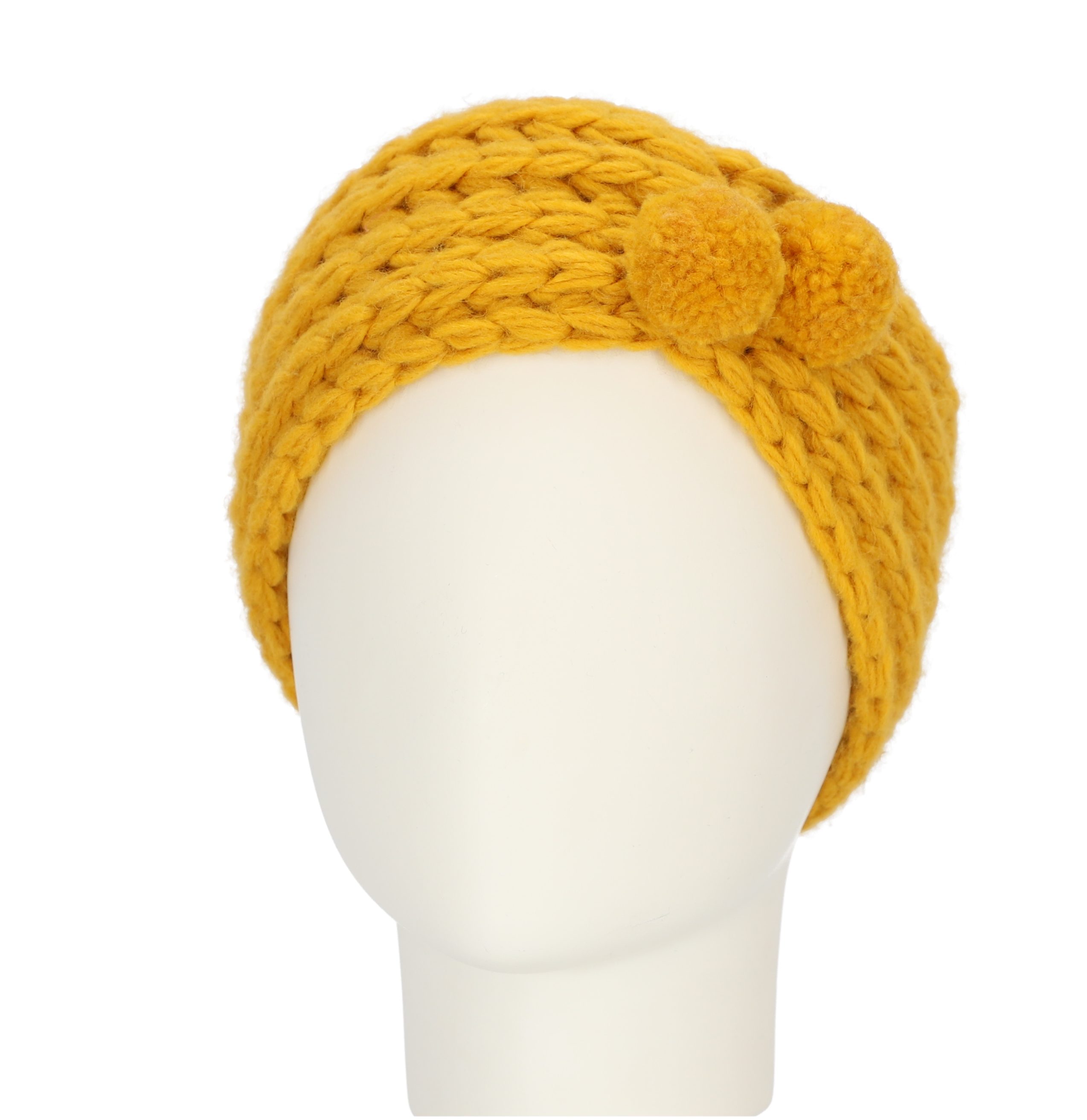 Stirnband gelb Bommeln mit Stirnband Accessoires halsüberkopf Strick-Stirnband