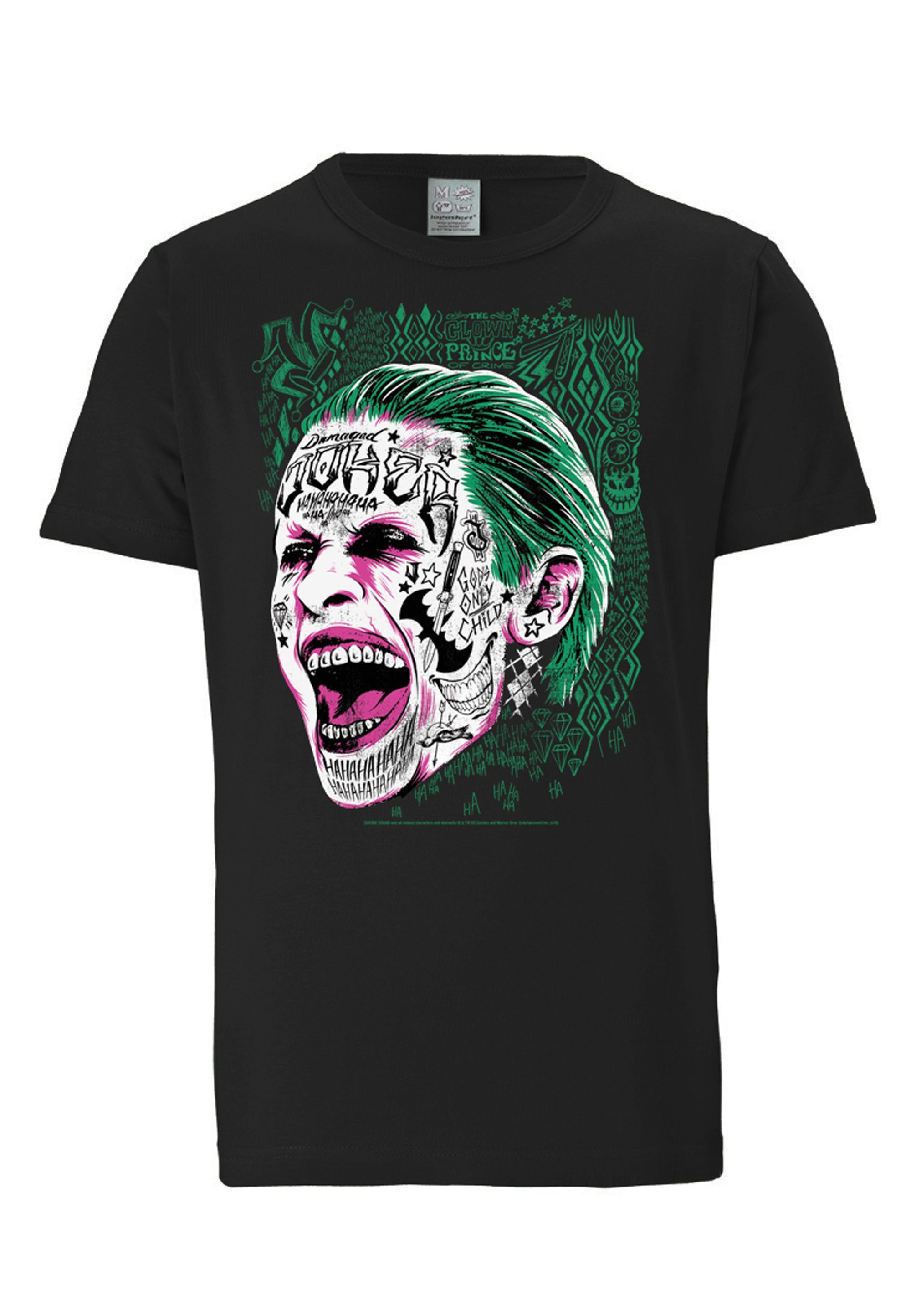 LOGOSHIRT T-Shirt Suicide mit Squad Joker Print lizenziertem 