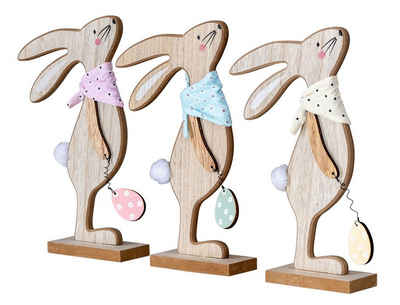 Levandeo® Osterhase, 3er Set Deko-Aufsteller H25cm Hase Gelb Rosa Grün Osterhase Ei