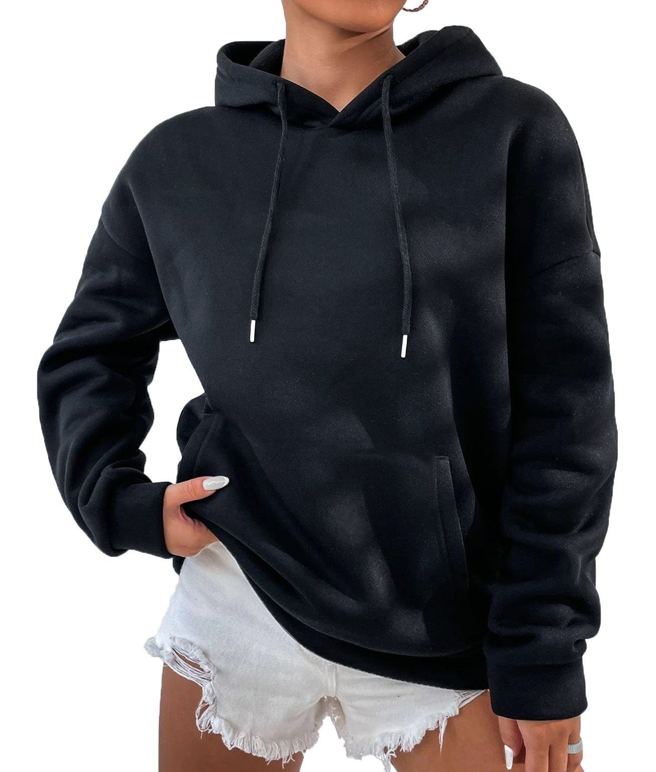 RMK Kapuzenpullover Damen Hoodie Pullover mit Kapuze Loose Fit Oversize Los günstig online kaufen
