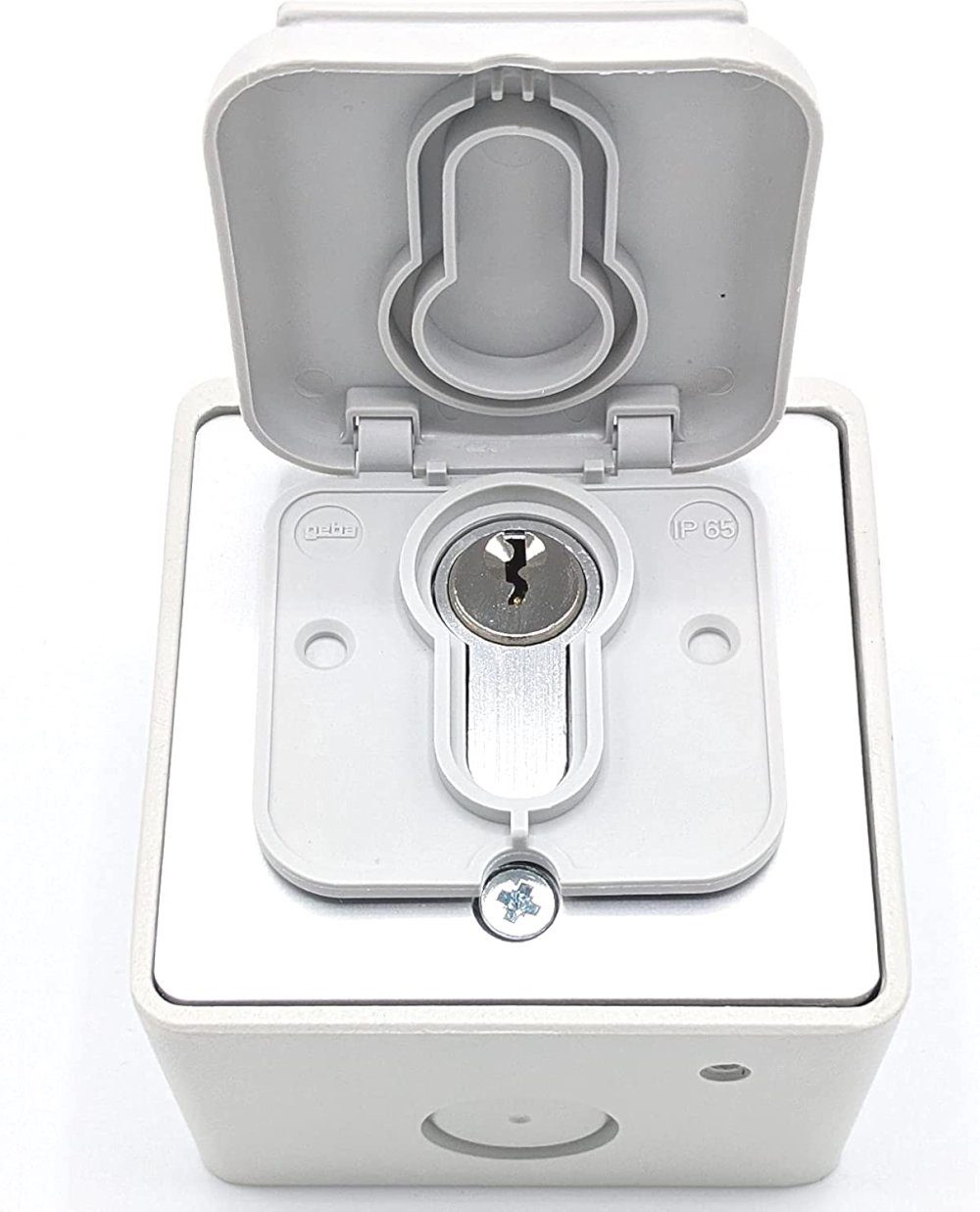 geba Schalter Regenschutzkappe Abdeckung Profilzylinder Schlüsselschalter (1-St), Zum Kleben und Verschrauben (Lochabstand 38 mm)