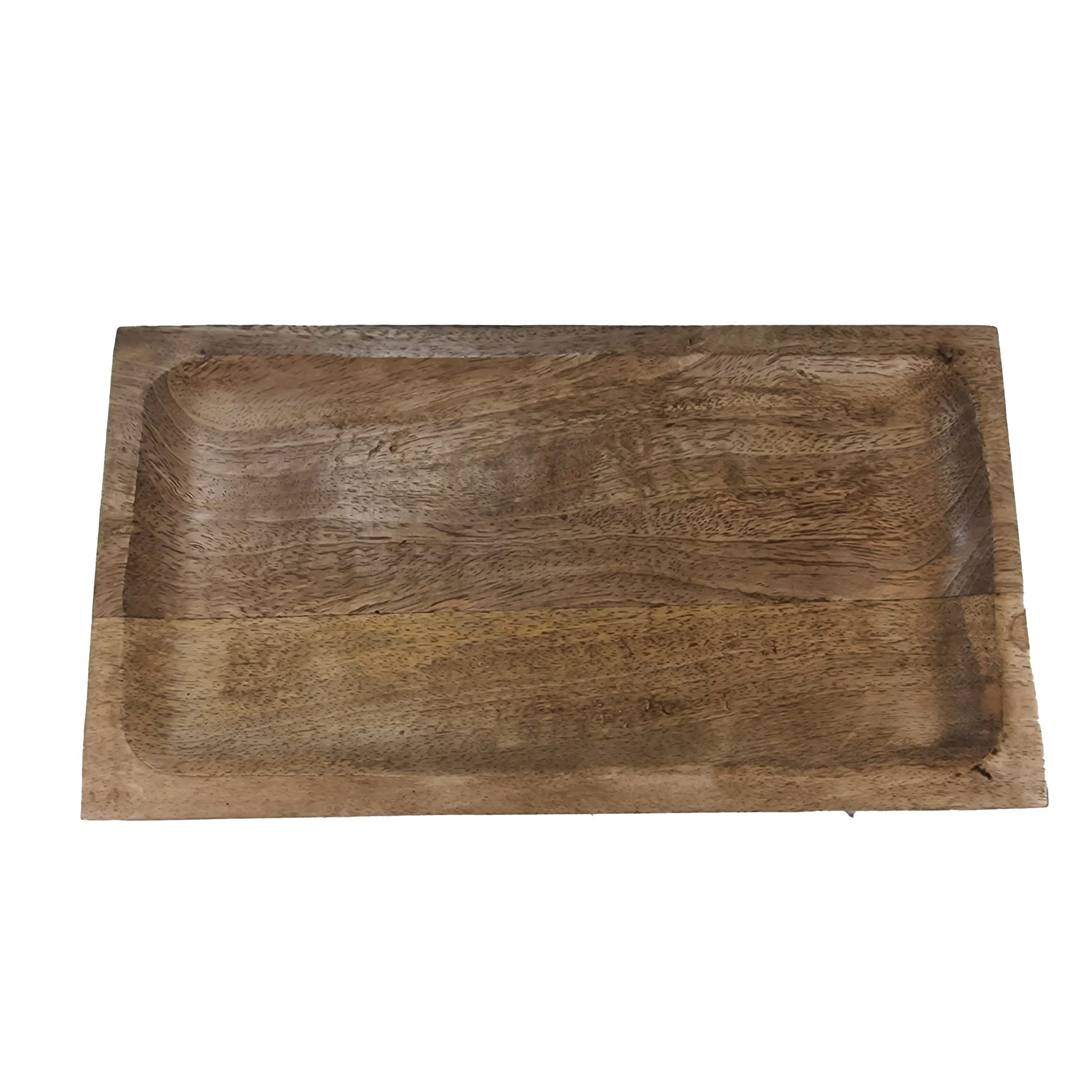 TOPCENT Dekoschale Mangoholztablett, Tablett aus Mangoholz, Servierplatte 38 x 20 x 4 cm