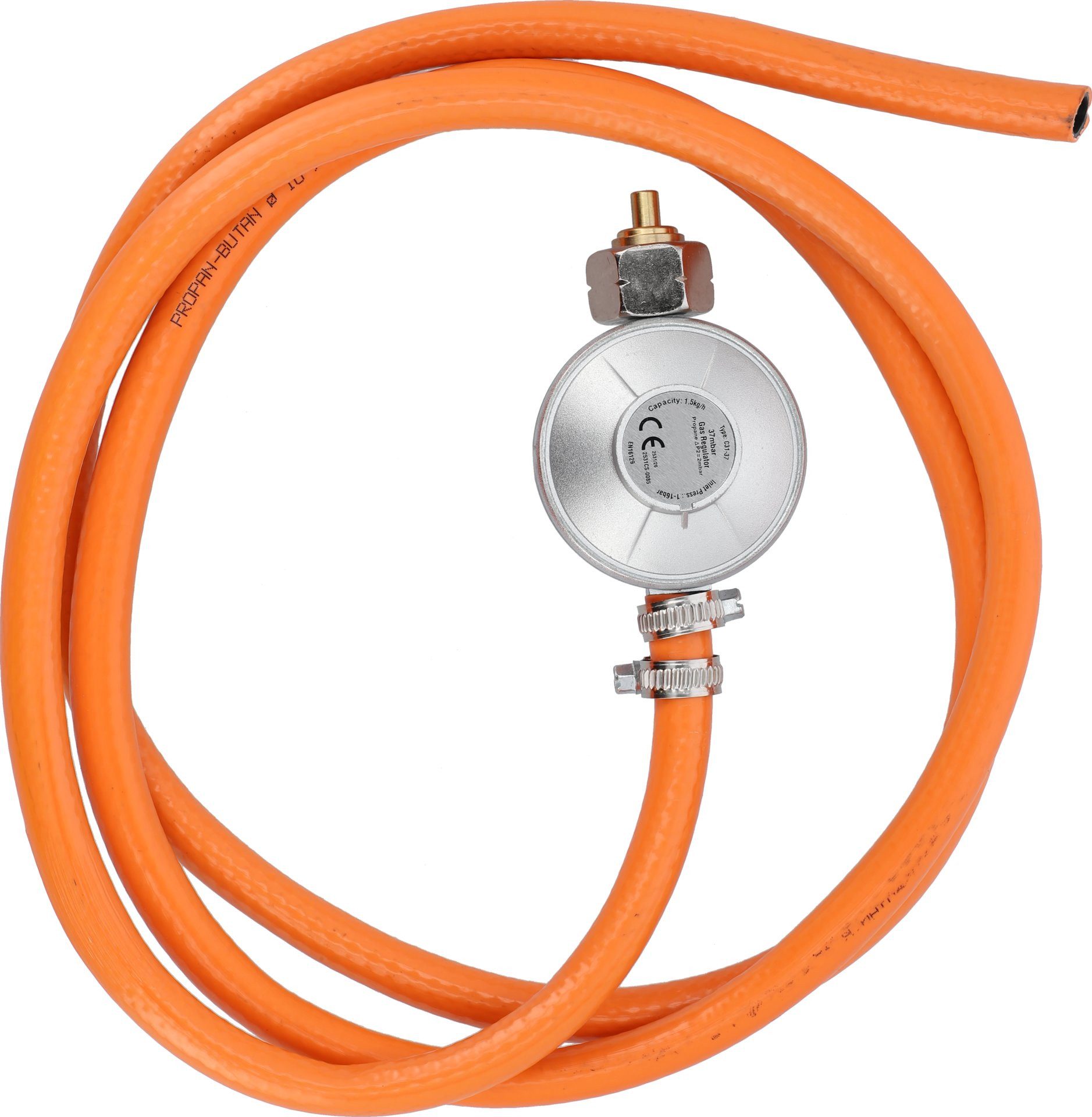 TRIZERATOP Gasdruckregler Gasdruckregler mit 2 m Schlauch 37 mbar, 10 mbar, (Gasdruckregler mit 2 m Schlauch 37 mbar)