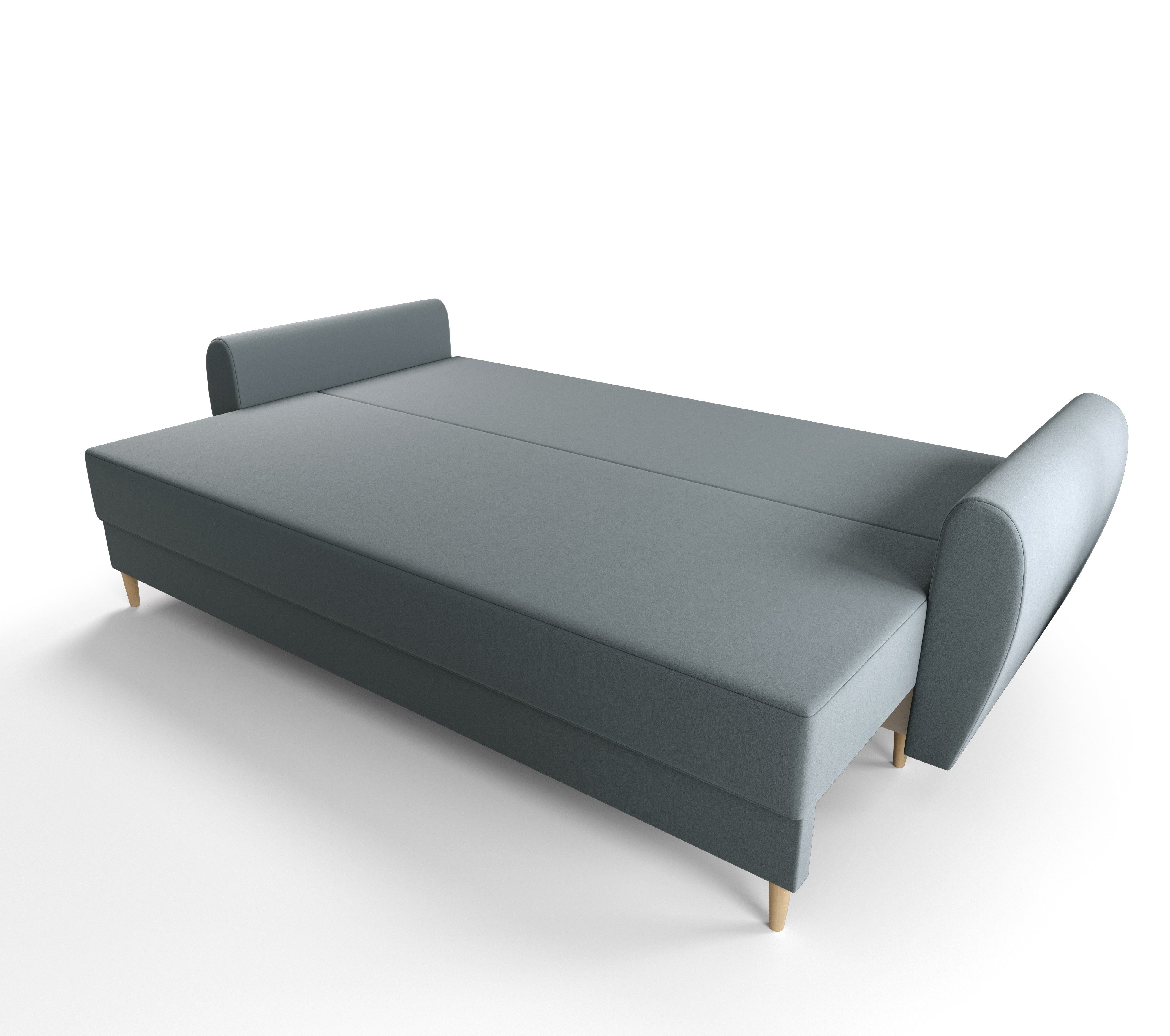 pressiode und Grau COUCH mit Schlafsofa, Bettkasten PALERMO 230cm Schlaffunktion Sofa