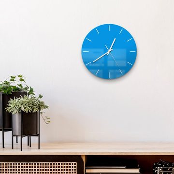 DEQORI Wanduhr 'Unifarben - Hellblau' (Glas Glasuhr modern Wand Uhr Design Küchenuhr)