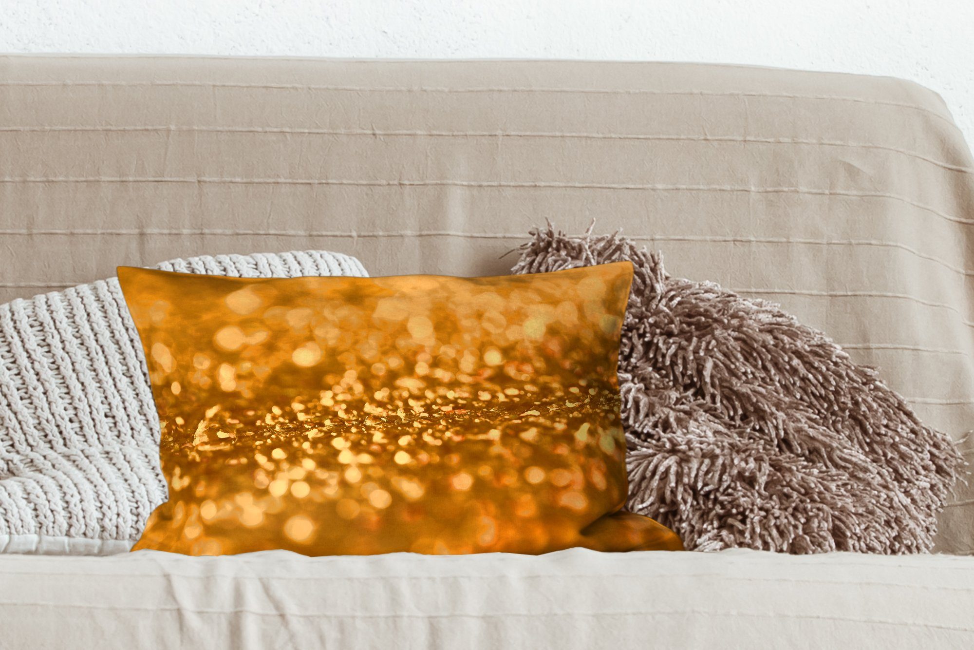MuchoWow Dekokissen - Schlafzimmer Füllung, Dekoration, Luxe, mit Wohzimmer Gold - Wassertropfen Zierkissen, - Abstrakt Dekokissen