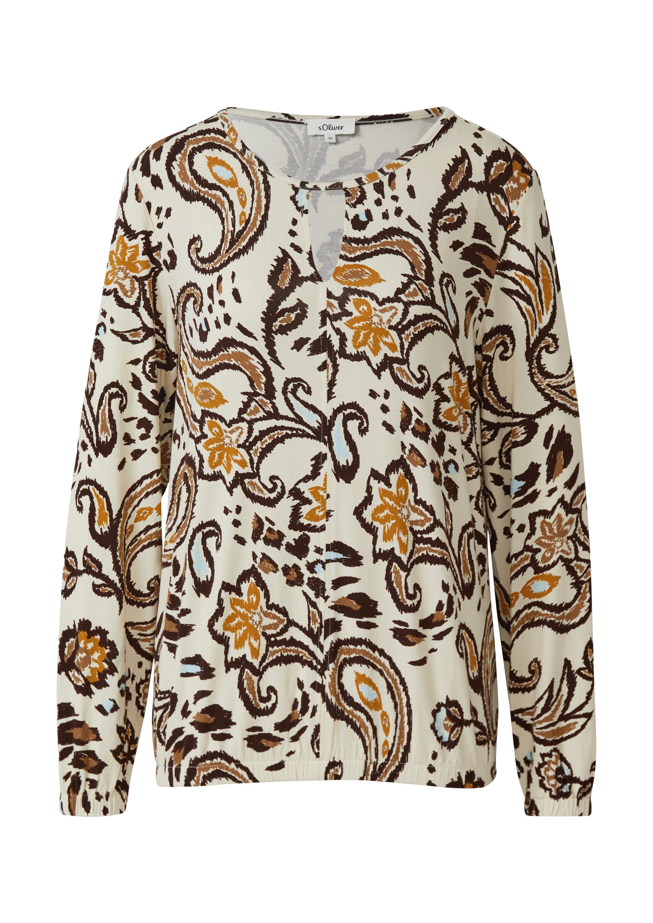 s.Oliver Langarmbluse T-Shirt Gemusterte Bluse im Relaxed Fit günstig online kaufen