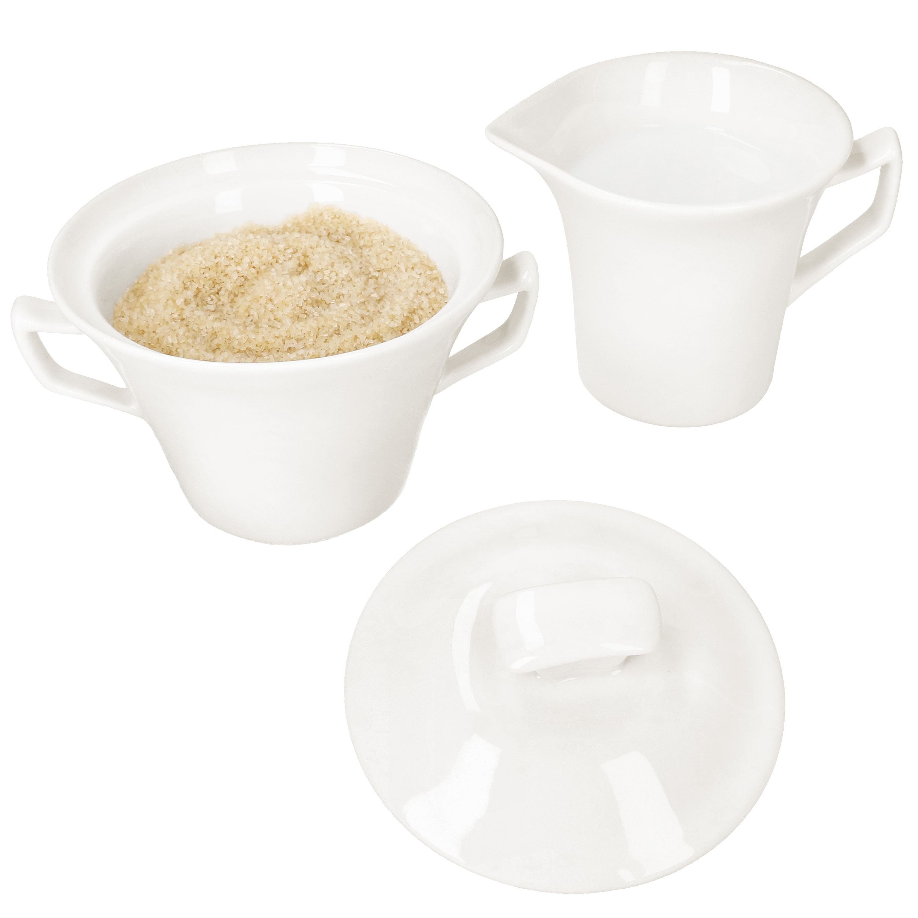 MamboCat Milch- und Zuckerset 2tlg. Set Ivory Milchkännchen & Zucker-Dose Porzellan Kanne weiß, Porzellan