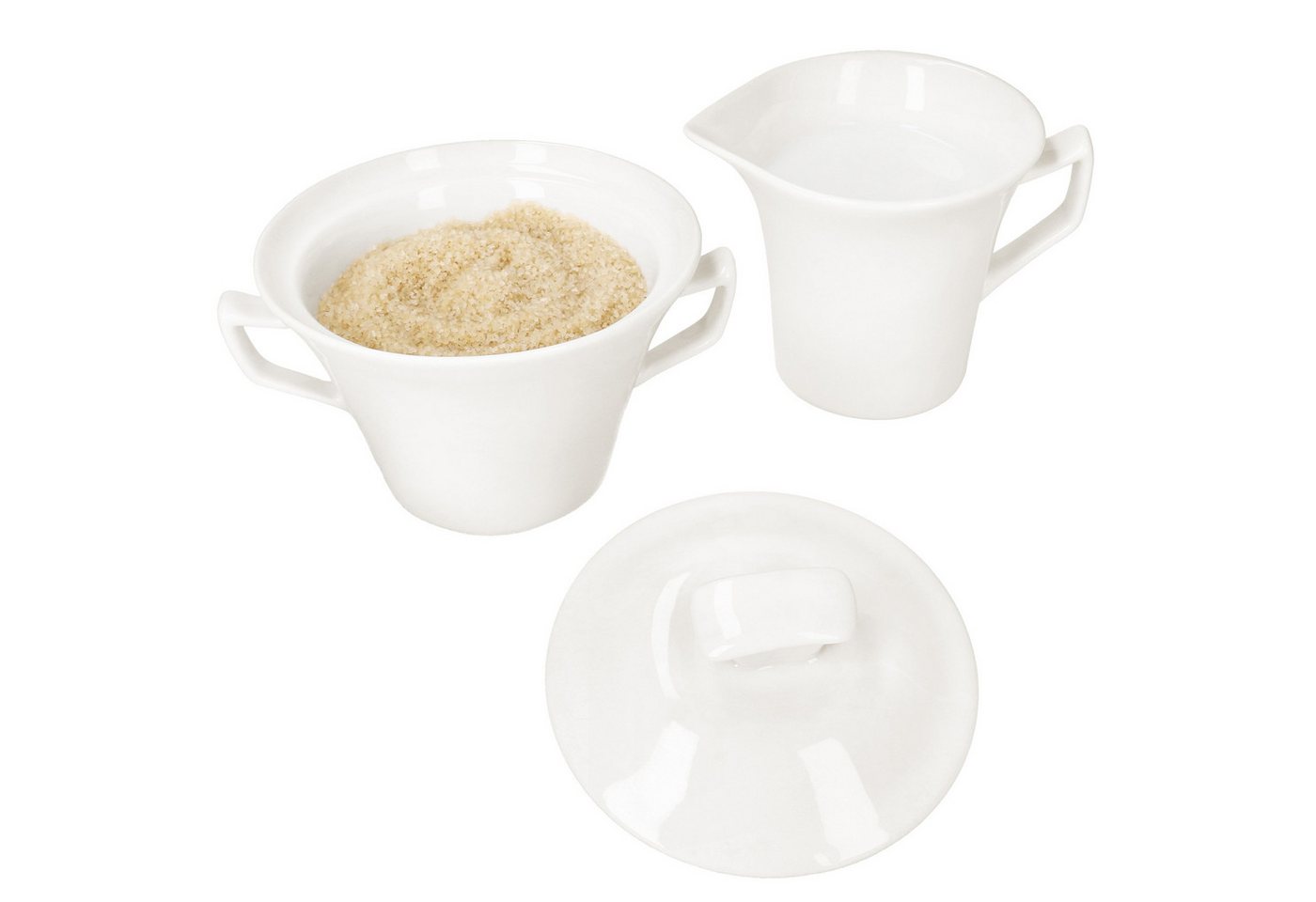 MamboCat Milch- und Zuckerset 2tlg. Set Ivory Milchkännchen & Zucker-Dose Porzellan Kanne weiß, Porzellan