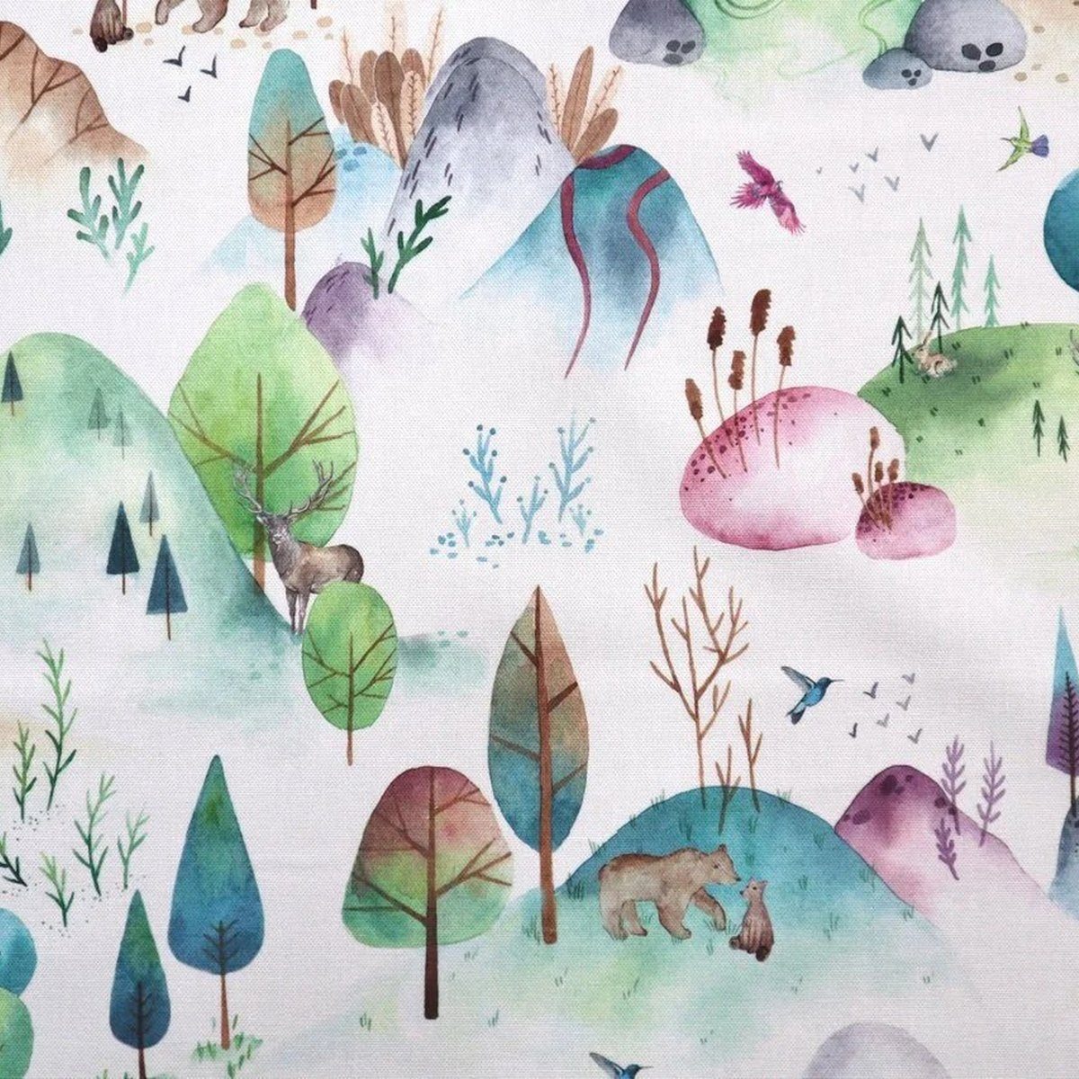 Thumbnail - Stofferia Stoff Dekostoff Panama Woodland Walk Candyfloss, Breite 138 cm, Meterware