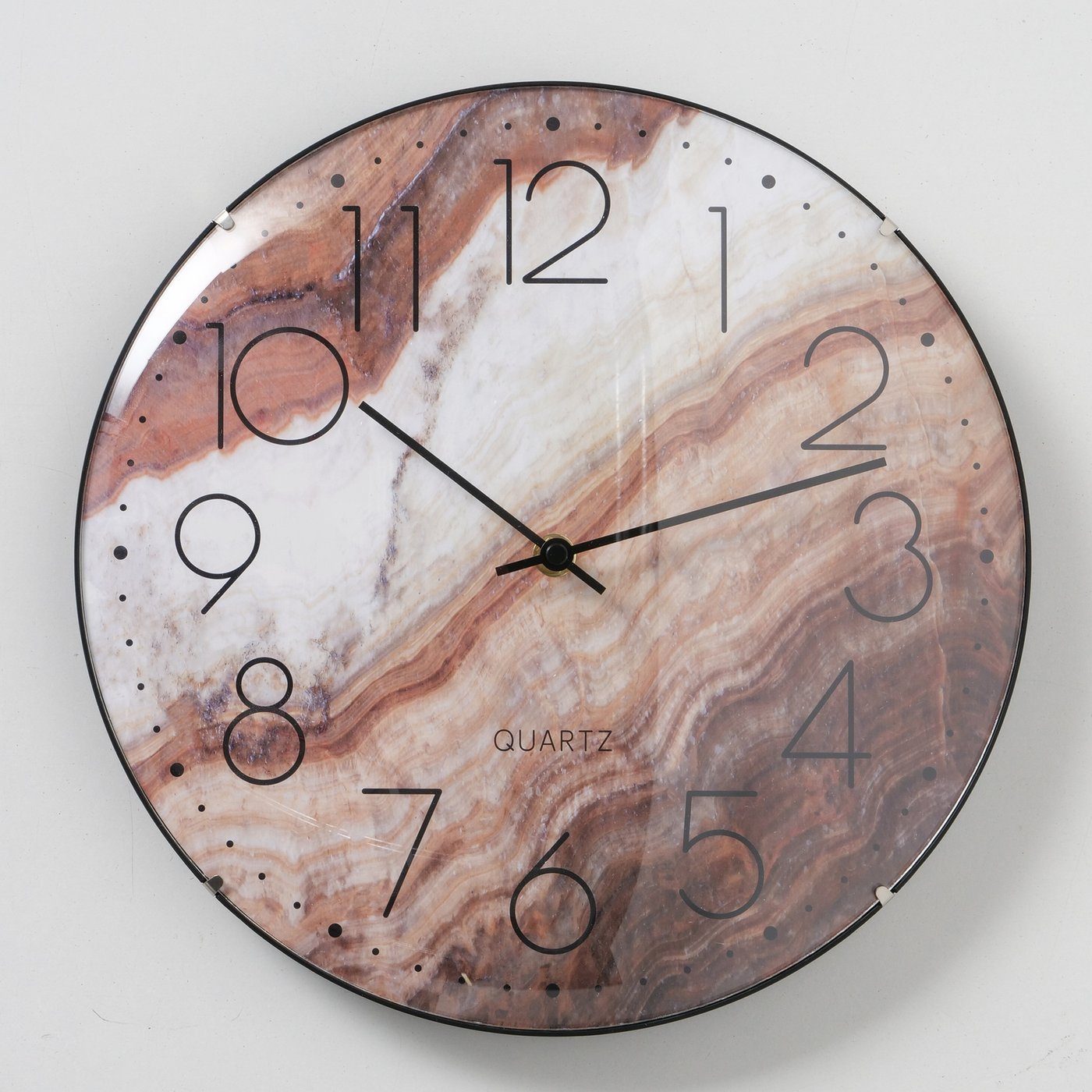 B30cm, Uhr Glas/Kunststoff Wanduhr in aus braun/weiß "Modina" BOLTZE