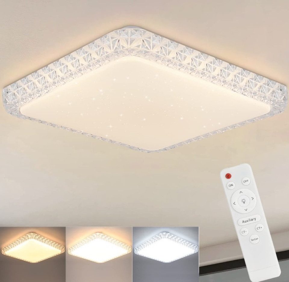 Nettlife LED Deckenleuchte Sternenhimmel Eckig Kristall günstig online kaufen