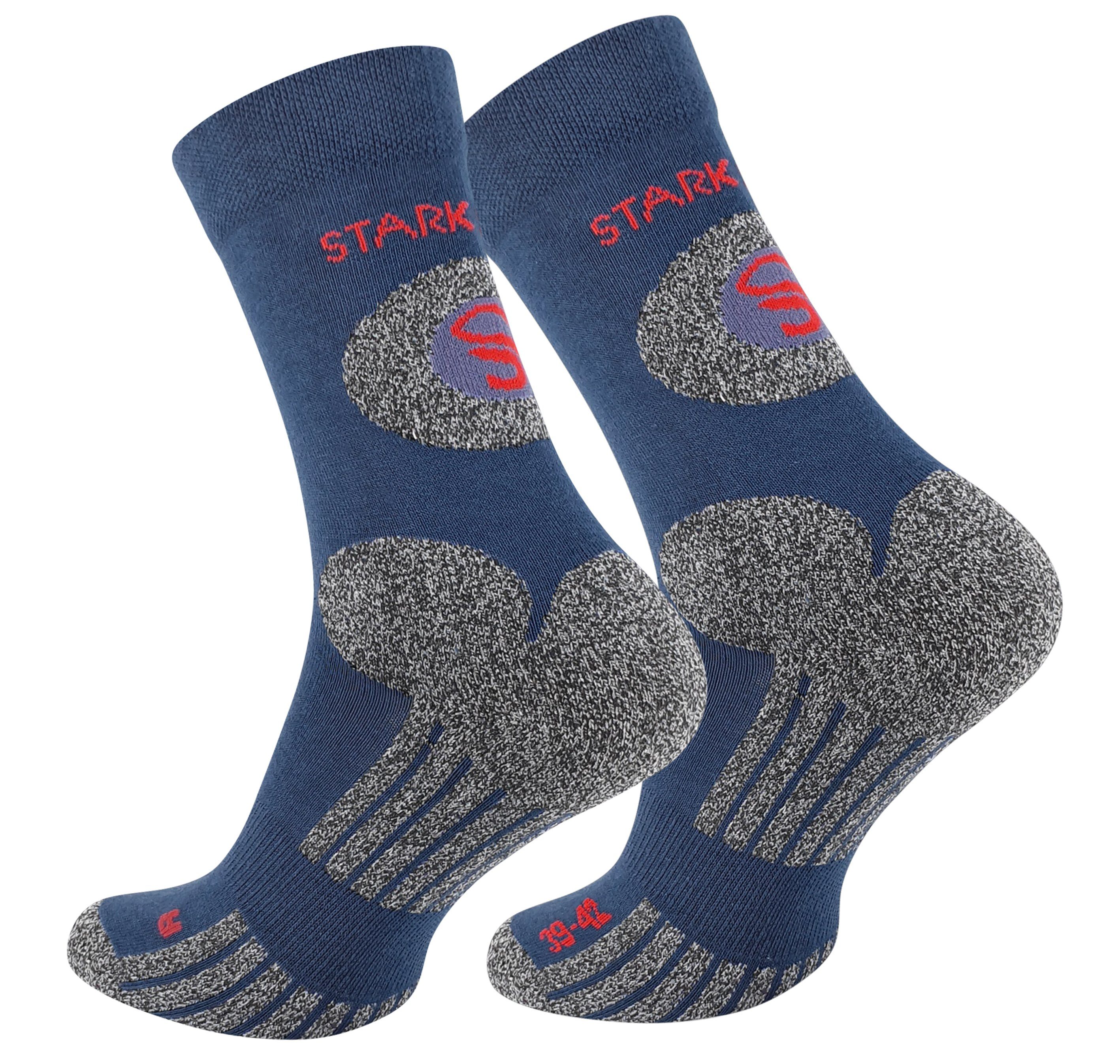 Paar) Logo Wandersocken, Trekking Outdoor marineblau eingewebtes Wandersocken - Hiking 2 Paar (2 Soul® Stark Socken