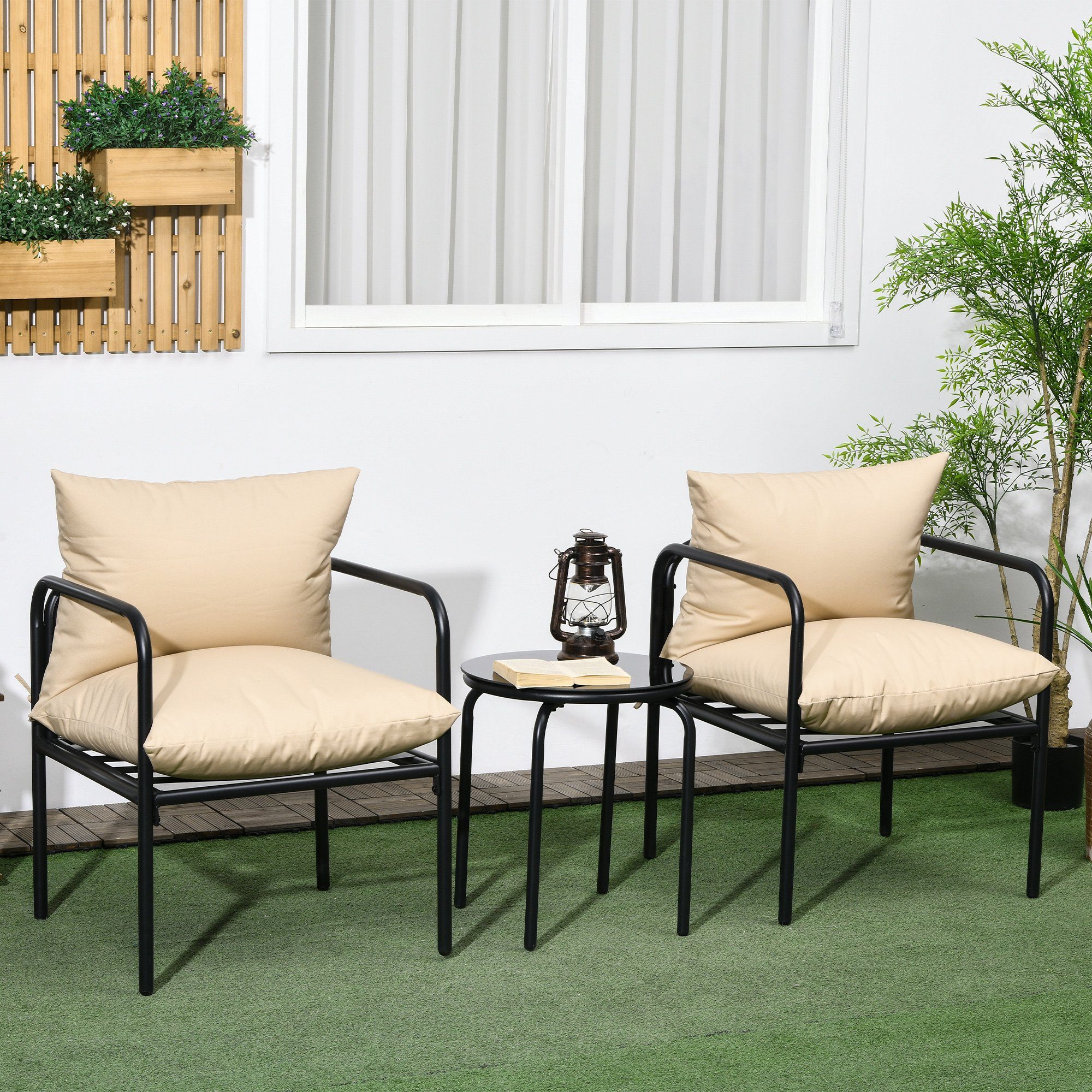 Outsunny Balkonset Bistro-Set mit 2 Stühlen, günstig online kaufen
