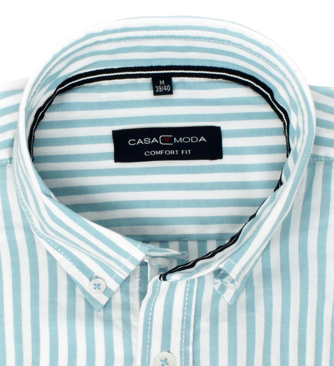 CASAMODA Streifenhemd Freizeithemd - Comfort Fit - Langarm - Gestreift -  Grün