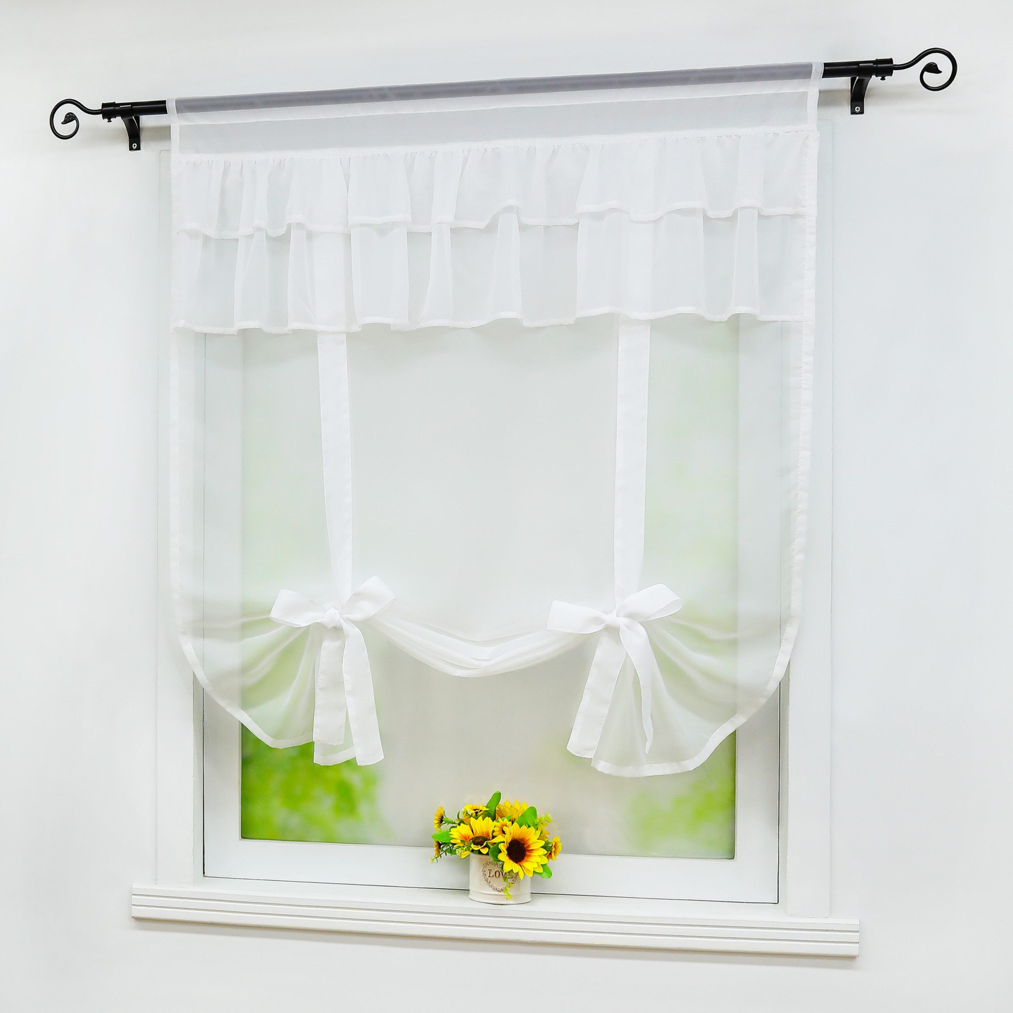 Delien Raffrollo, mit Stangendurchzug, Voile Fertiggardine Bogenabschluss günstig online kaufen