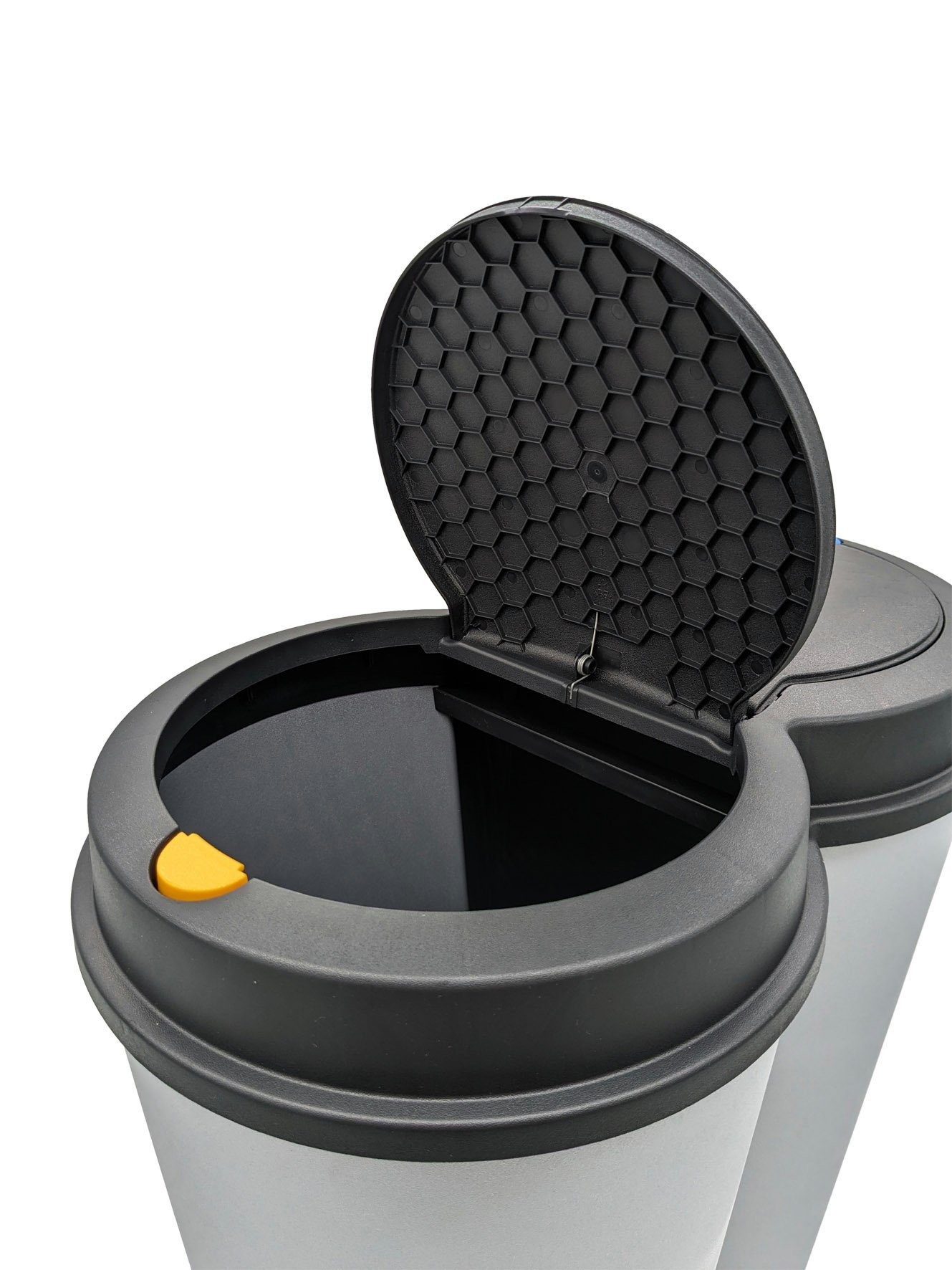 Spetebo Mülltrennsystem Abfalleimer 2x25 Liter - mit praktischem Bin grau, mit Duo Druckknopf Mülleimer Deckel