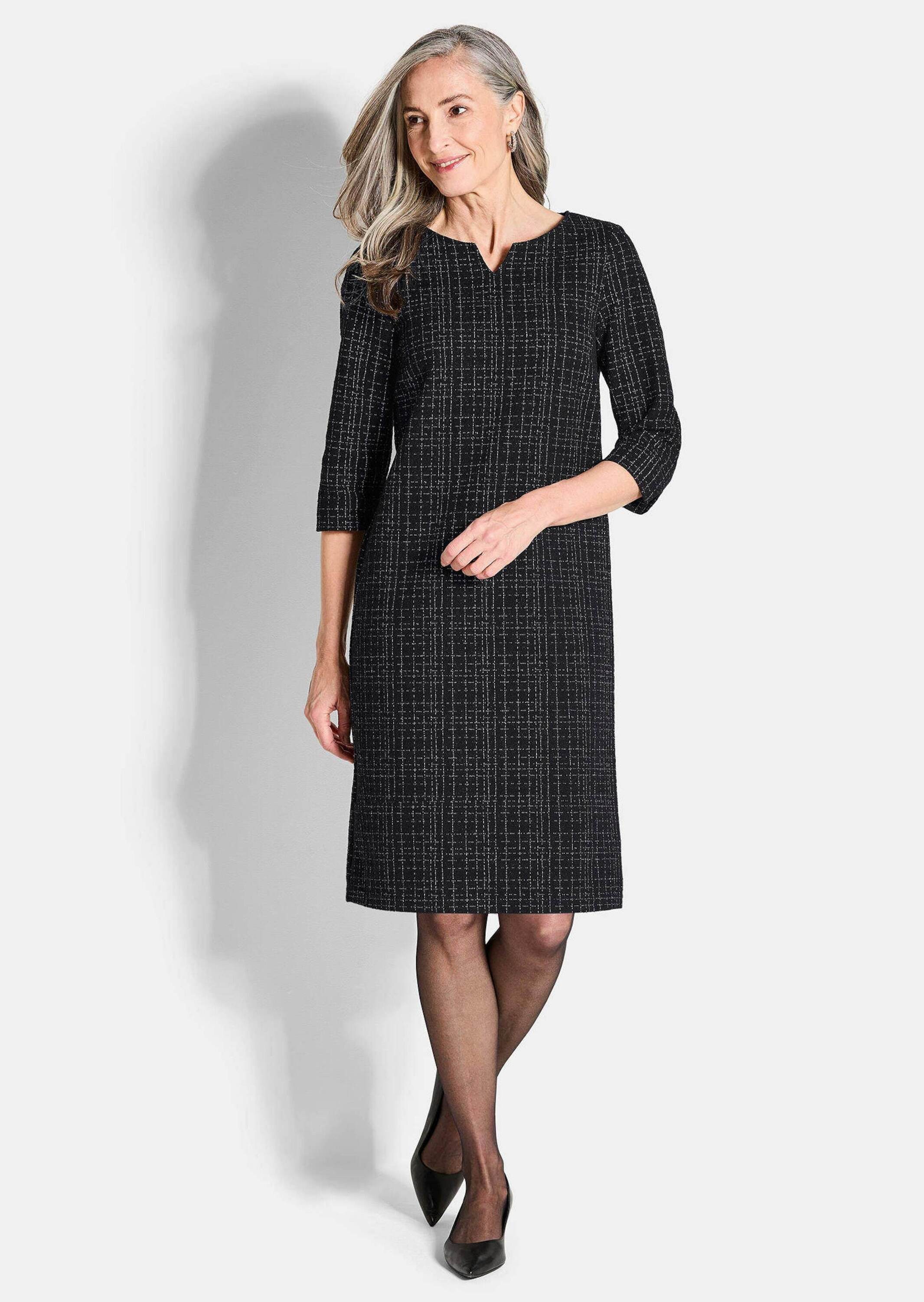 GOLDNER Jerseykleid Midi Baumwollkleid mit Karomuster günstig online kaufen