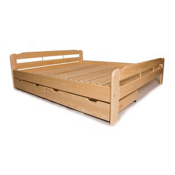 acerto® Schubladenbox 2x Bettschublade Holz für Bettgestell * Robust * Massives Kieferholz