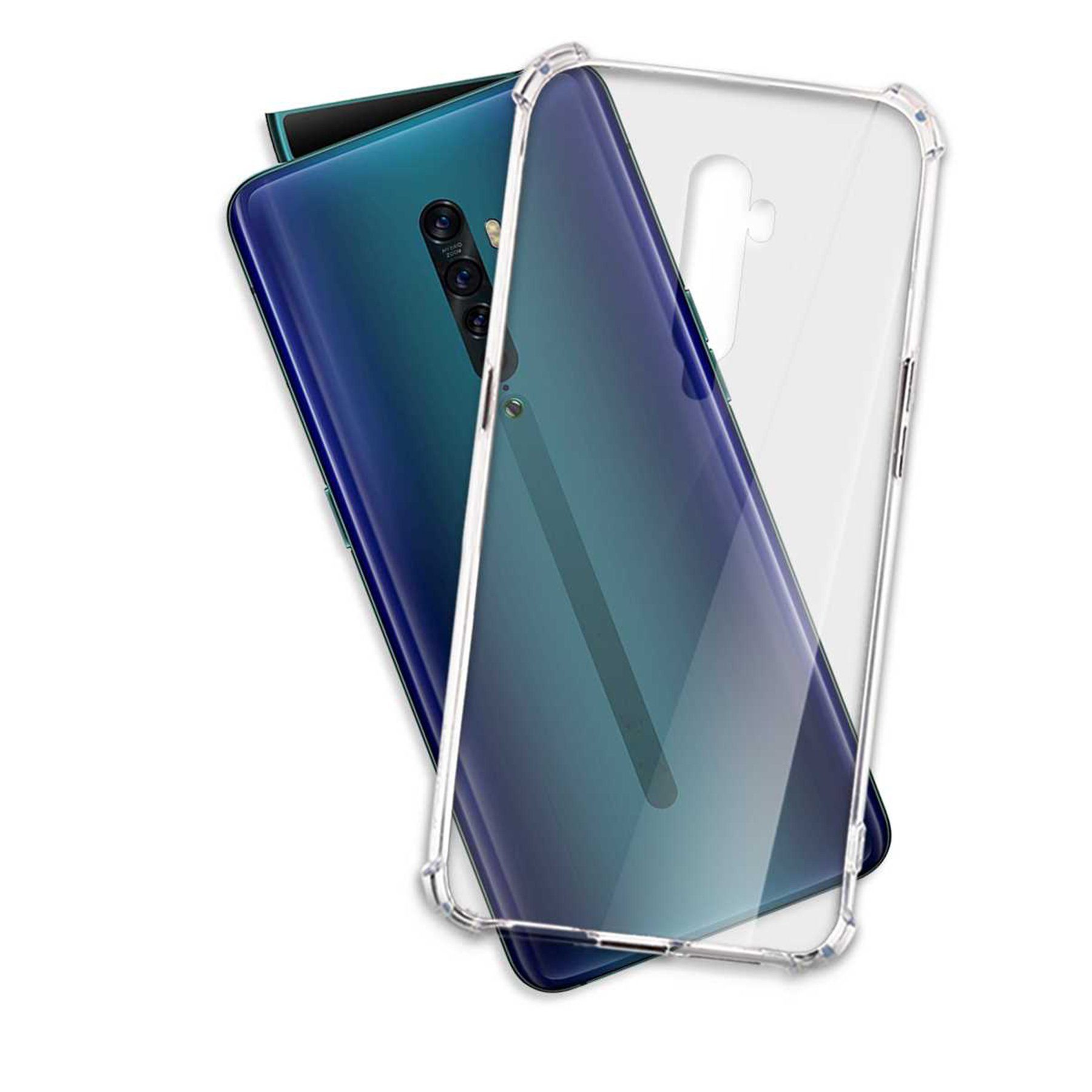 mtb more energy Smartphone-Hülle Clear Armor Case für Oppo Reno2, Transparente TPU Schutzhülle Case Backcover mit Anti-Shock Verstärkung