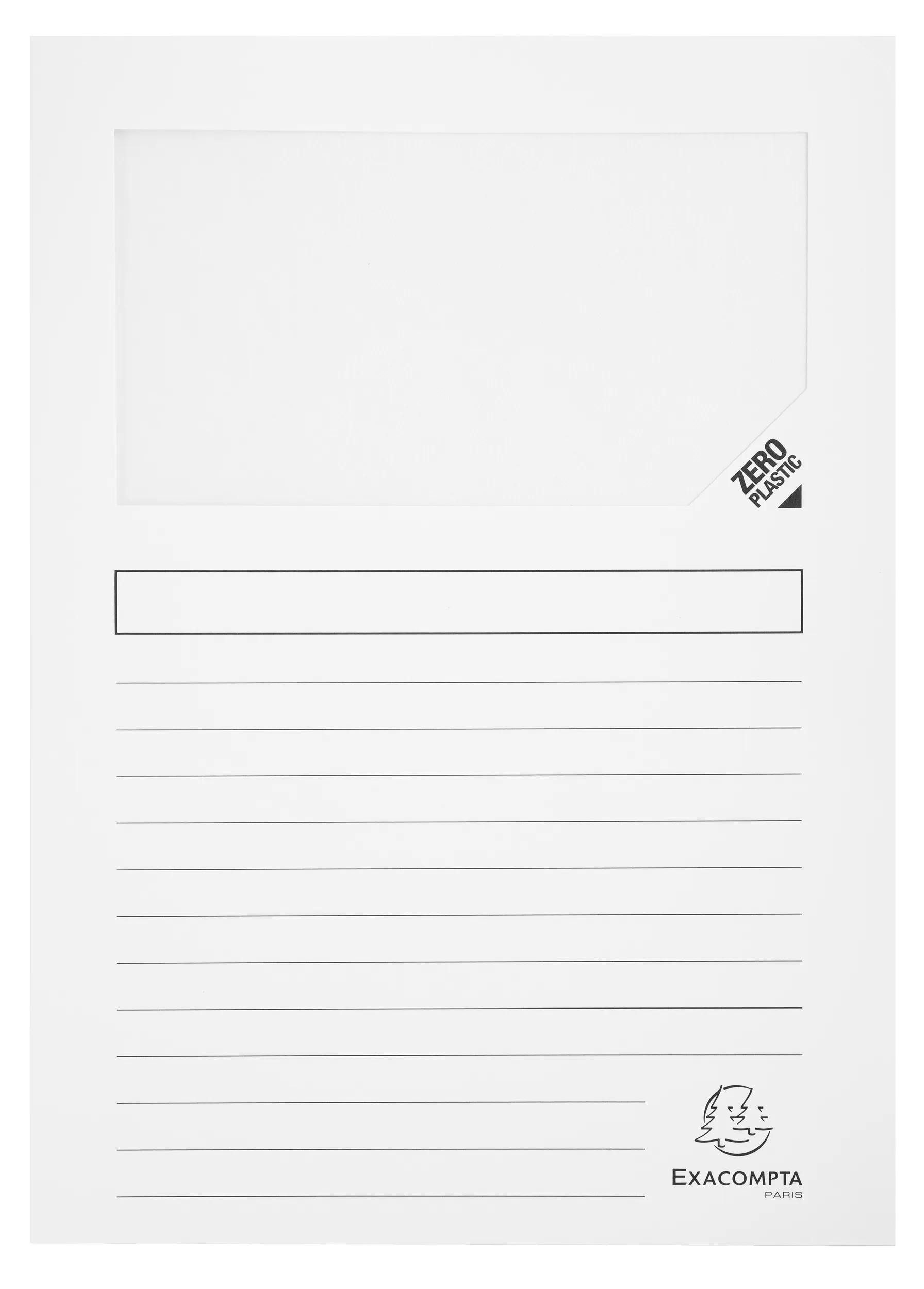 EXACOMPTA Organisationsmappe Pack 100 Fenstermappen, A4, 160g, plastikfrei - Weiß - 50151E, Window folders