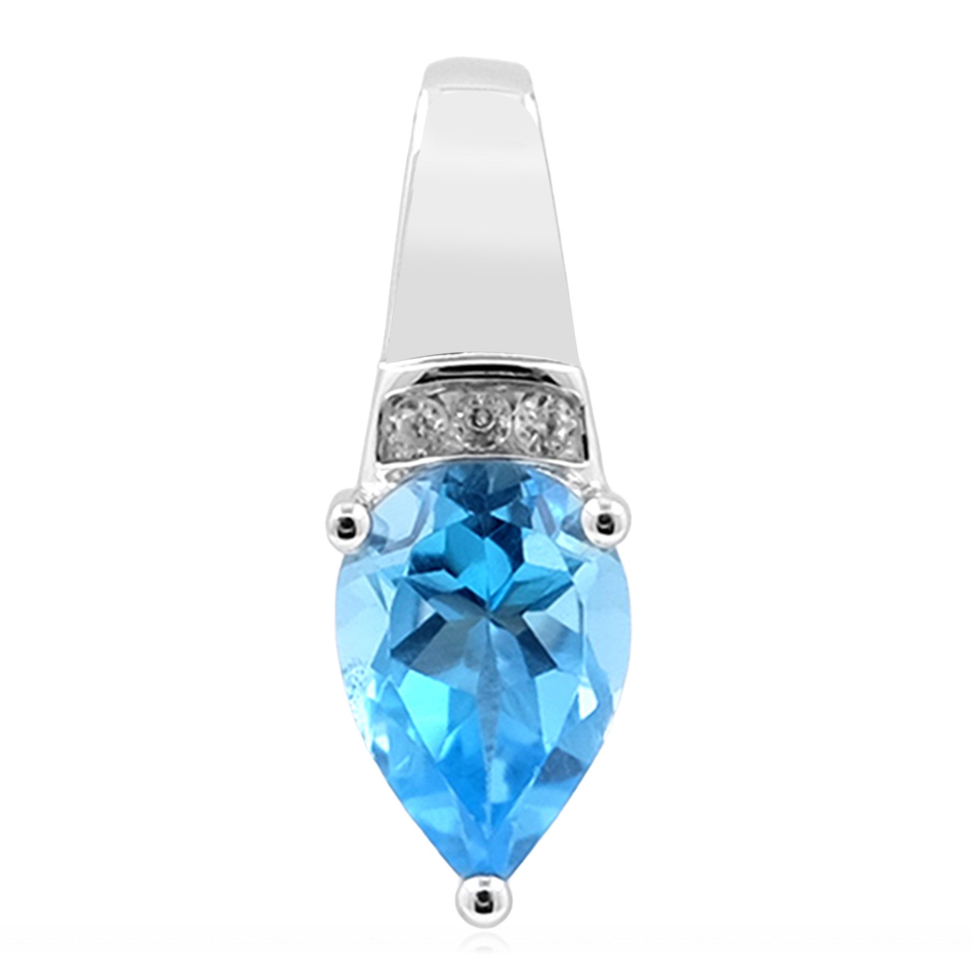 Kettenanhänger Cavill Topas Tropfen 1,36 ct Ring, rhodiniertes 925 Silber,Zirkon