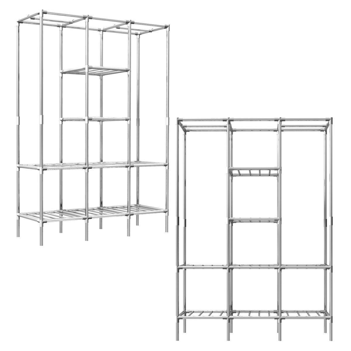 eyepower Kleiderständer 178 x 128 x 45 cm Offener Schrank - Metall Steckreg günstig online kaufen